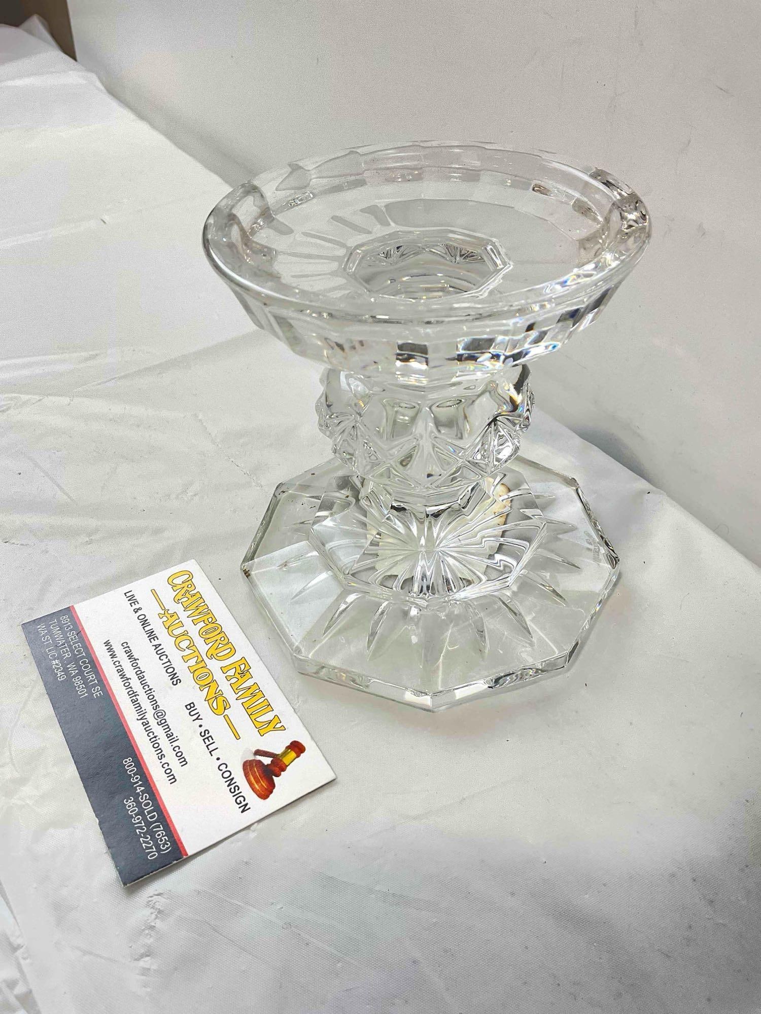Waterford Bedford Lead Crystal Glass Footed Pillar Candle Holder. Excellent Condition. See pics. - 3