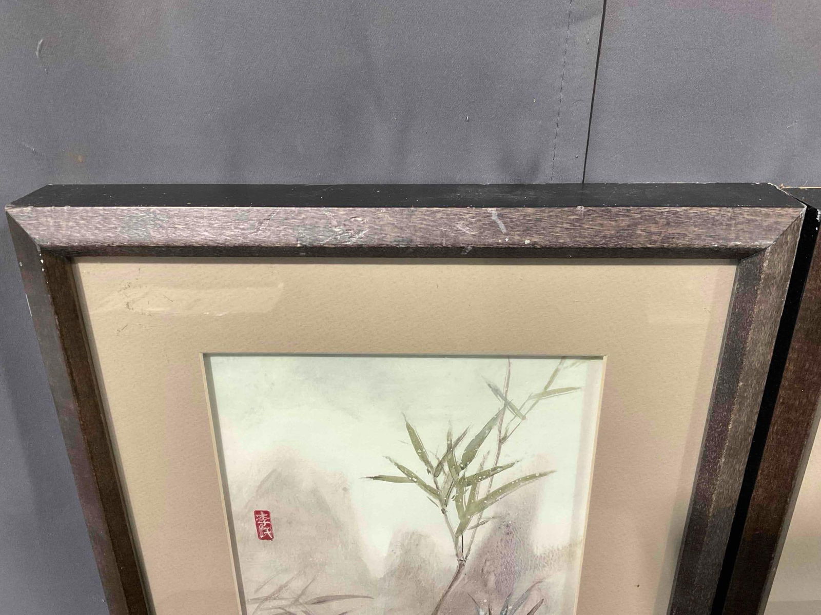 2 pcs Framed Prints of Paintings w/ Asian Bamboo Motif. Very Good Condition. See pics. - 4