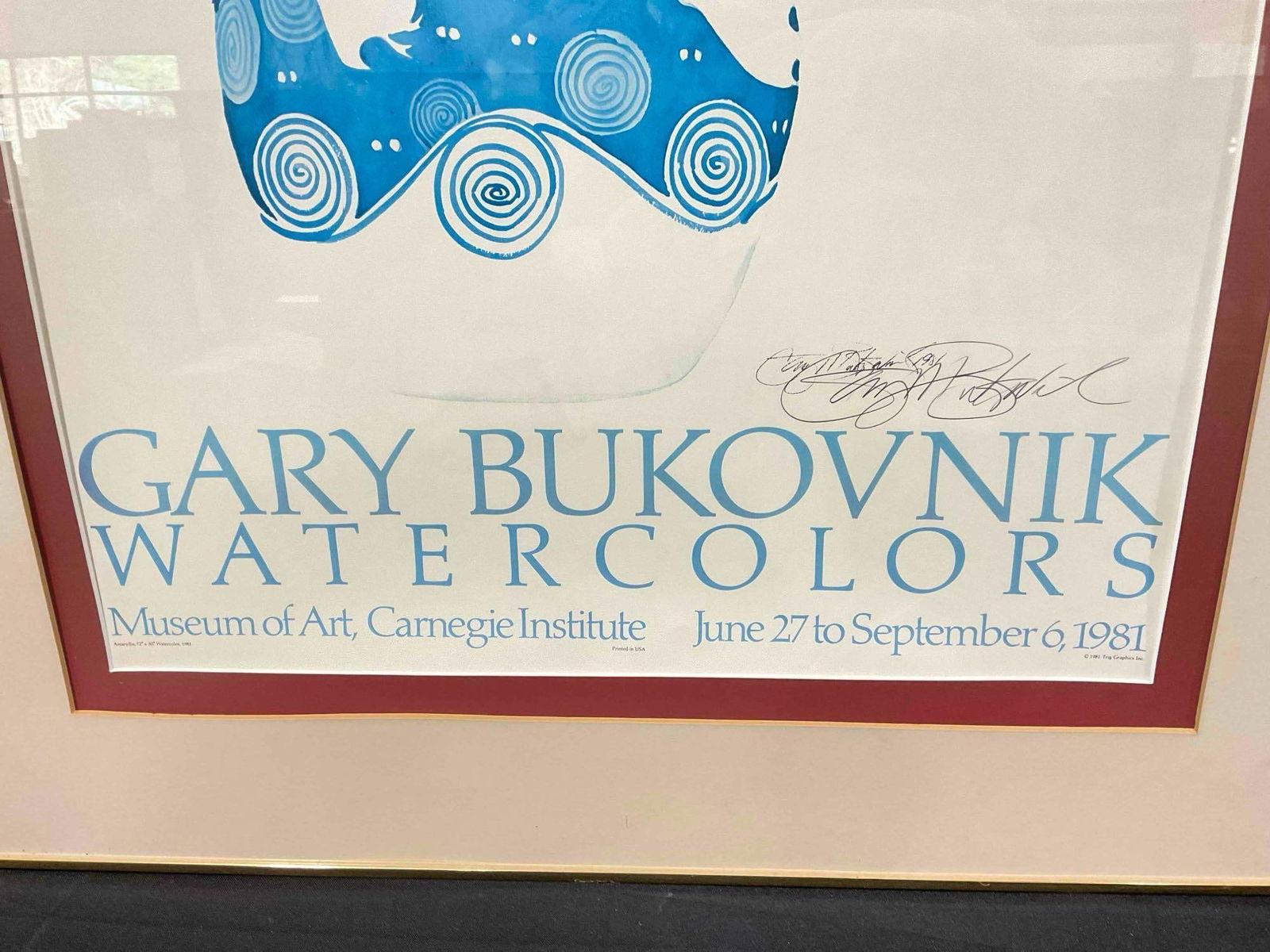 Vintage Framed Signed Gary Bukovnik "Amaryllis" Watercolor Print. Very Good Condition. See pics. - 4