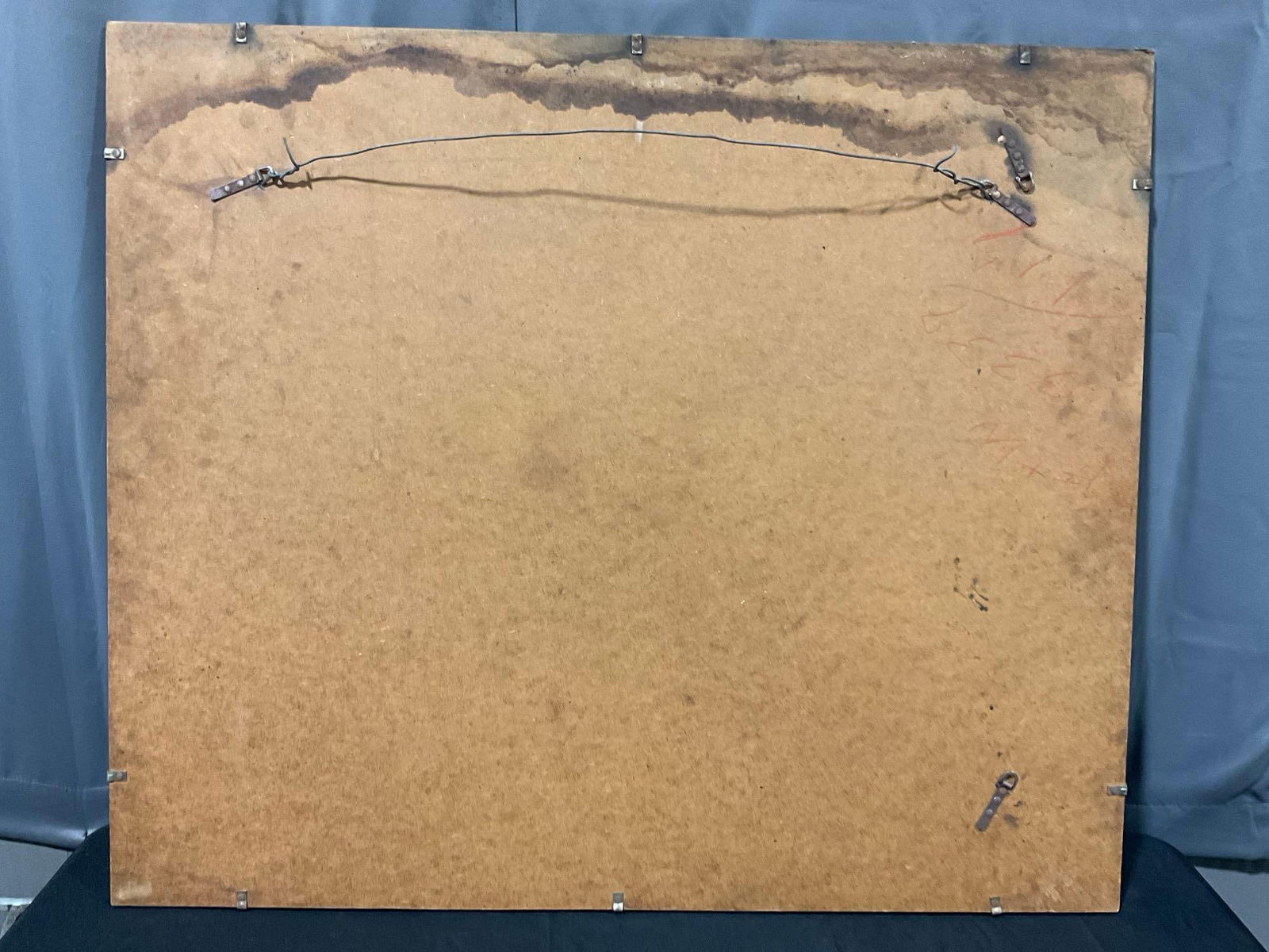 Large Antique Mirror w/ Brass Mounts around the edge, 35h x 41w x 3d inches - 4