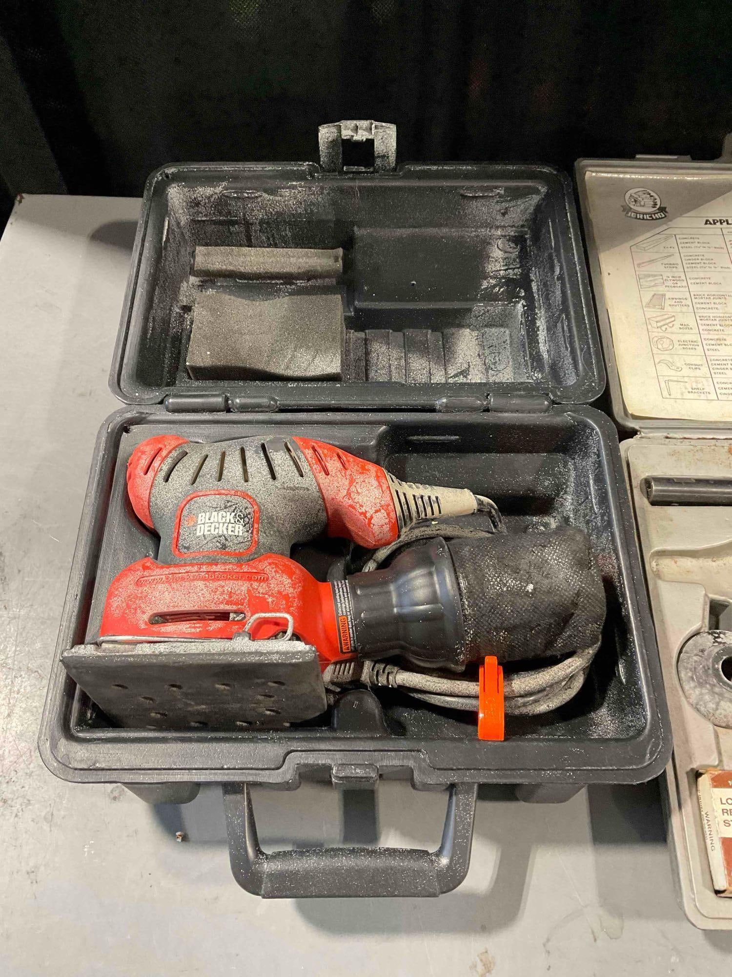 Black and Decker Palm Sander and a Jericho Powder Fired Stud Driver w/ Original Cases - 2