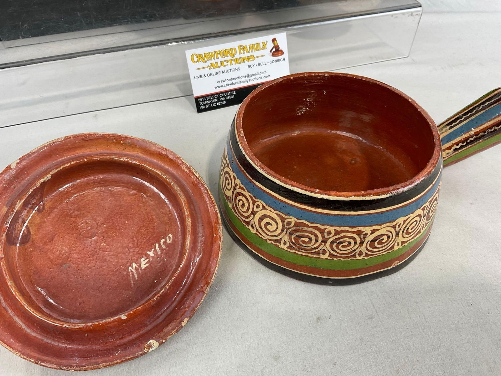 Three Tonala Mexican Pottery Pieces, Lidded & Handled Bowl, Bud Vase & Salt Glazed Vase - 3