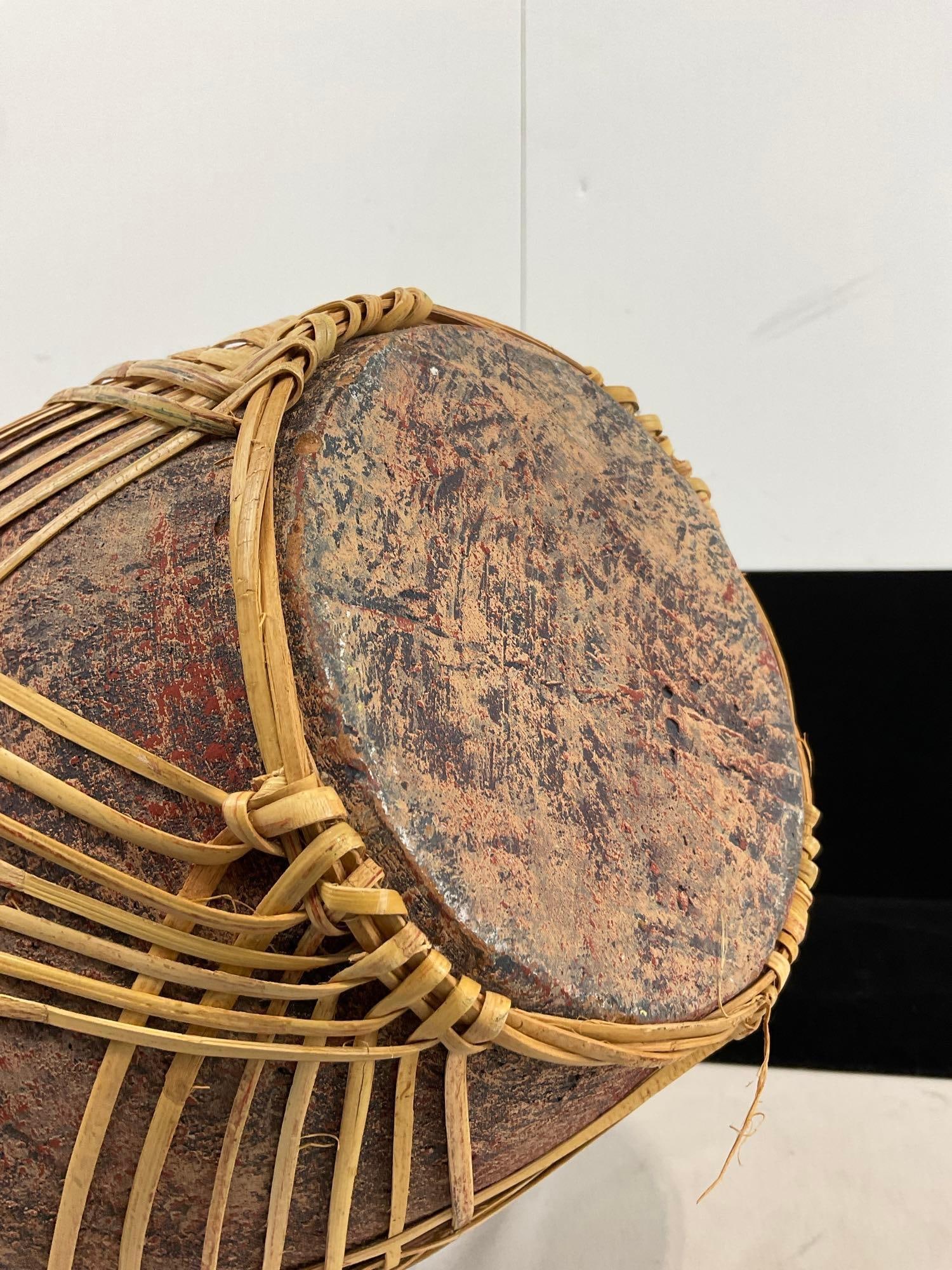 Vintage Filipino Vase, w/ Bamboo Adornment, approx 15h x 10w x 10d inches - 4