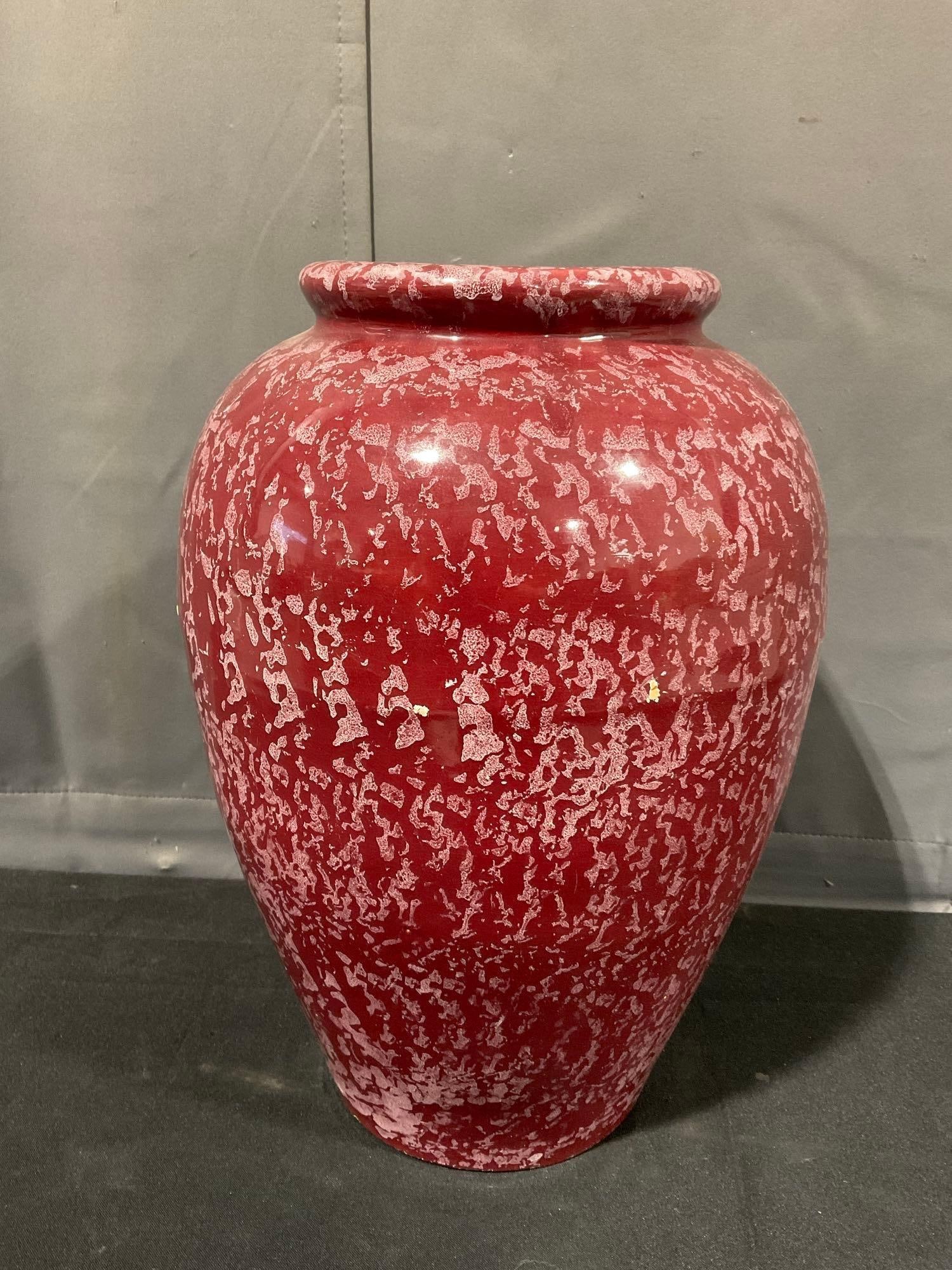 Vintage Large Red Speckle Glaze Vase, approx 17h x 11w x 11d inches (1 of 4)