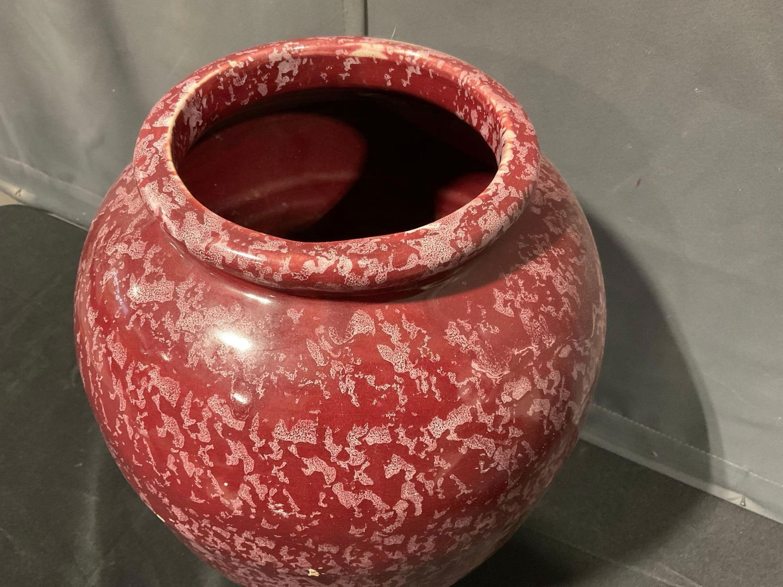 Vintage Large Red Speckle Glaze Vase, approx 17h x 11w x 11d inches - 2