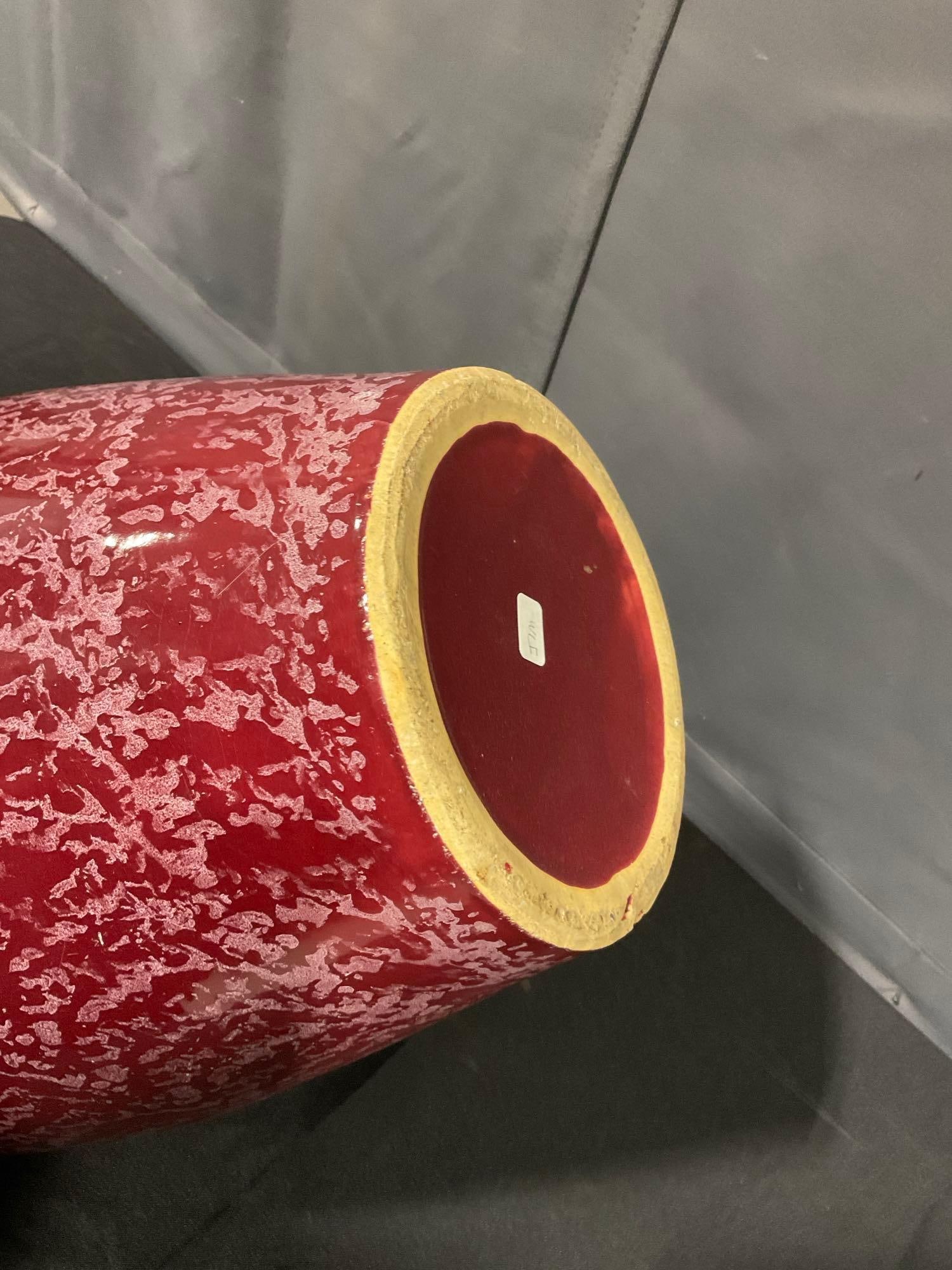 Vintage Large Red Speckle Glaze Vase, approx 17h x 11w x 11d inches - 4