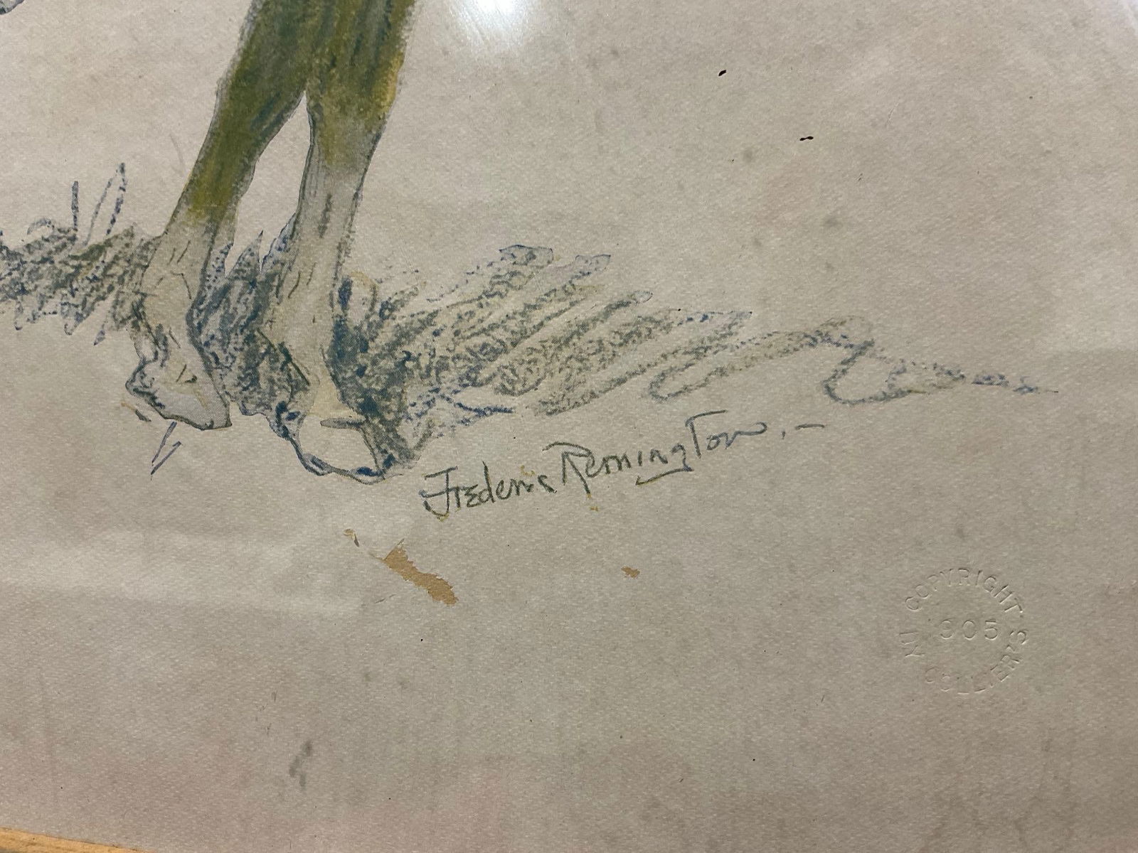 Antique Frederic Remington Print, titled An Apache Scout 1905, 19h x 16w x 3d inches, some wear - 3