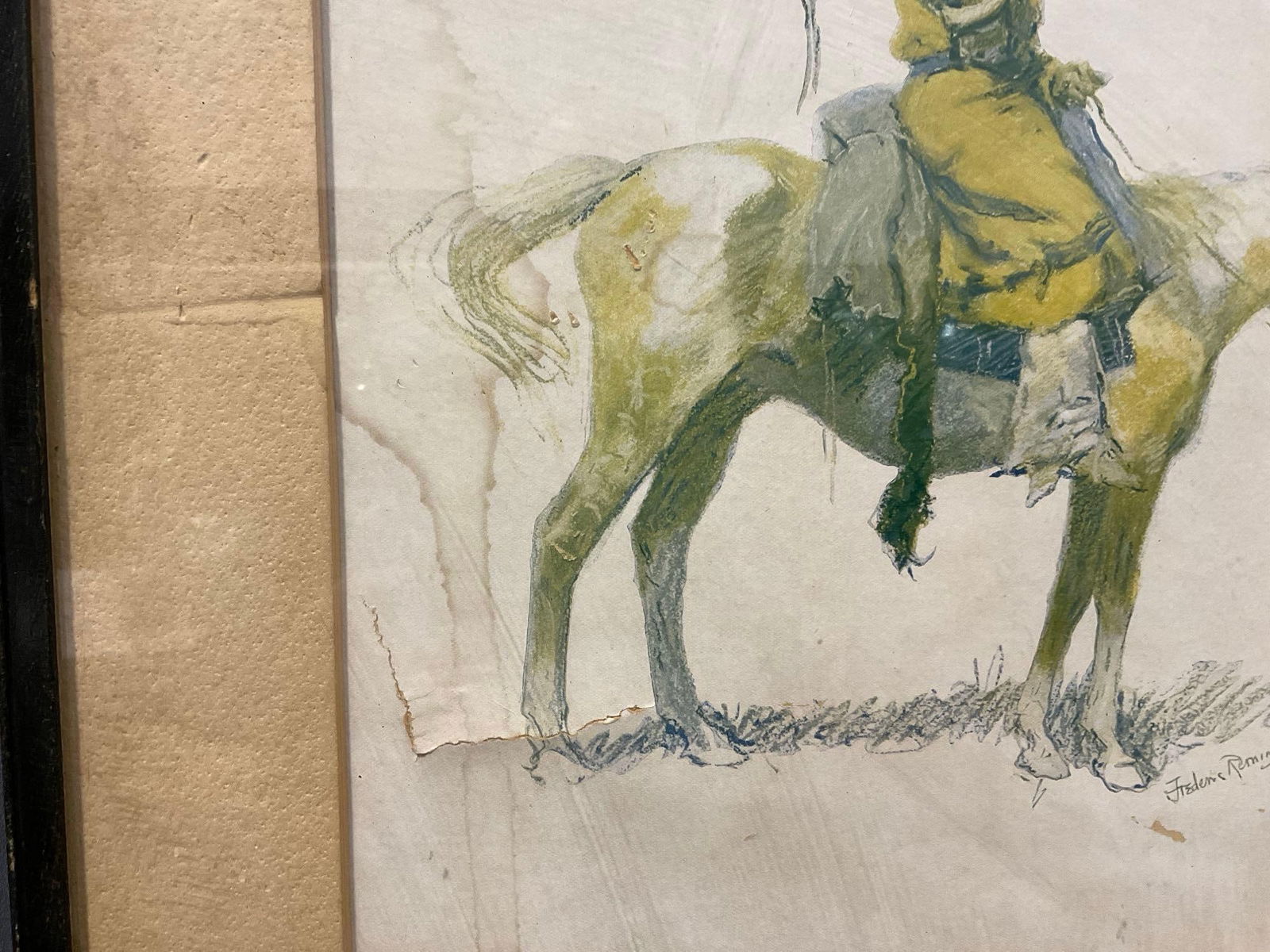 Antique Frederic Remington Print, titled An Apache Scout 1905, 19h x 16w x 3d inches, some wear - 4