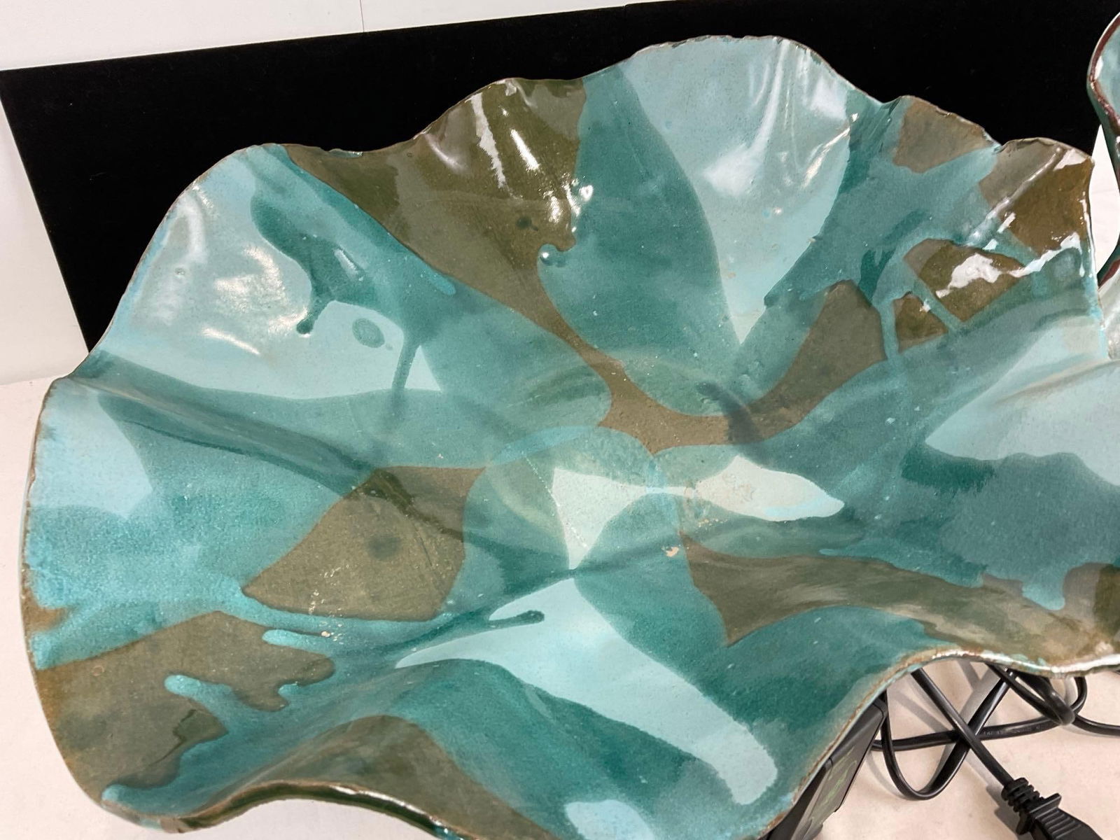 Pair of Unique Art Pottery pieces by Arlynne Stark, Teal & Green & Fountain Pump - 3