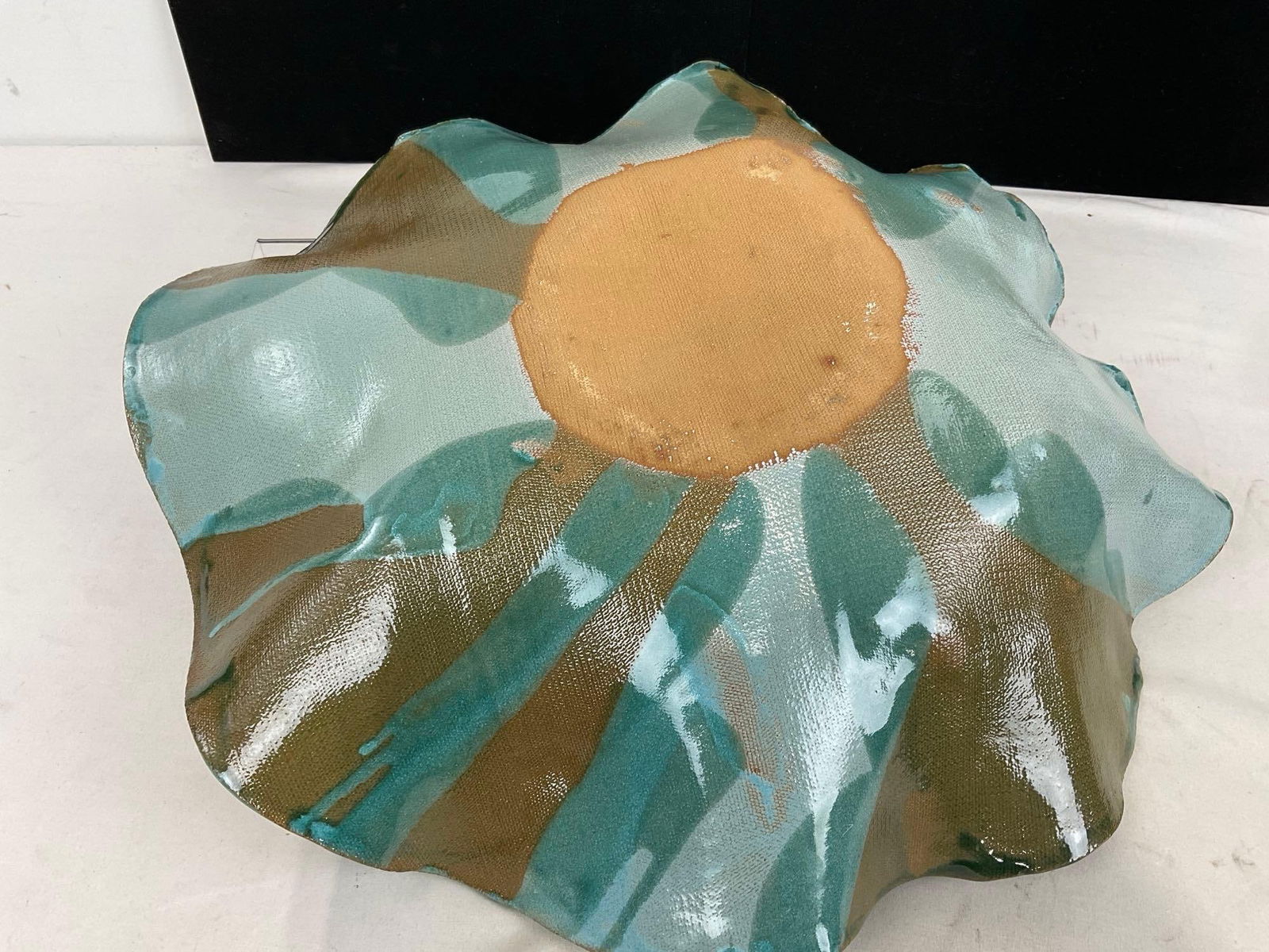 Pair of Unique Art Pottery pieces by Arlynne Stark, Teal & Green & Fountain Pump - 7