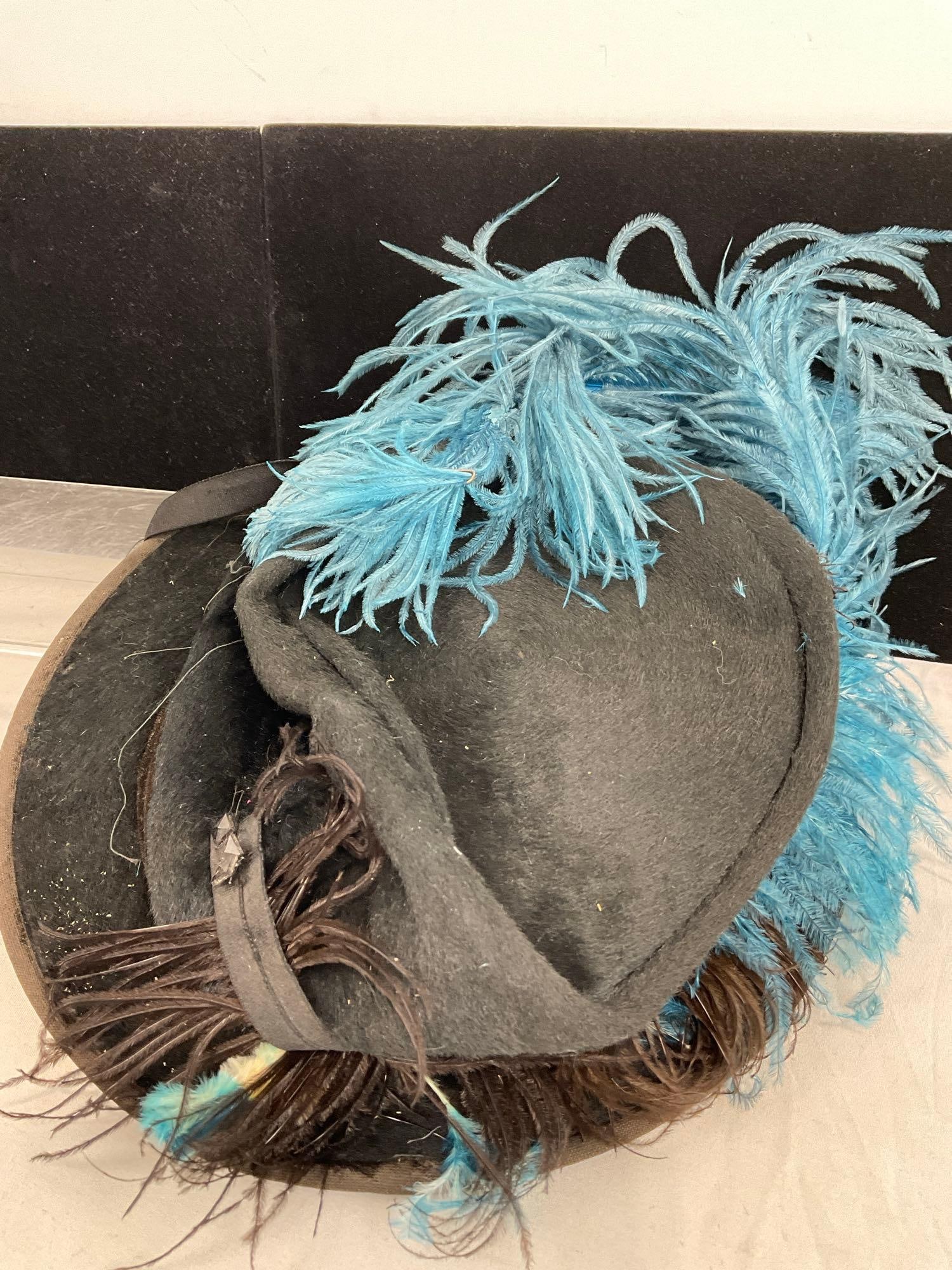 Pair of Antique Hats, 1x Beresford, Red woven & 1x Cheneys Style Shop, 6h x 13w x 12d inches - 4