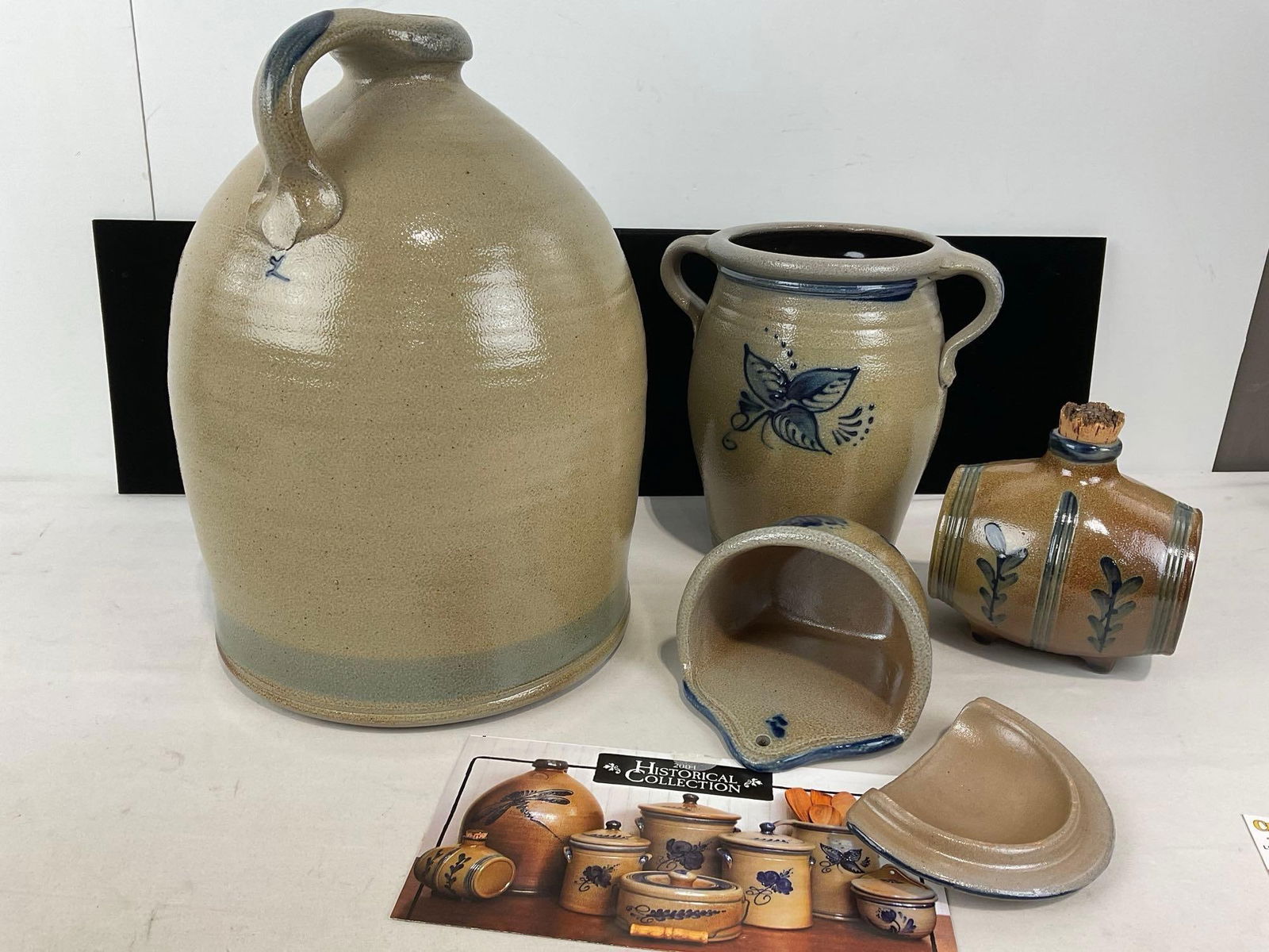 4 Pieces of Salt Glazed 2004 Historical Collection by Rowe Pottery Works, Large Jug, & more - 4