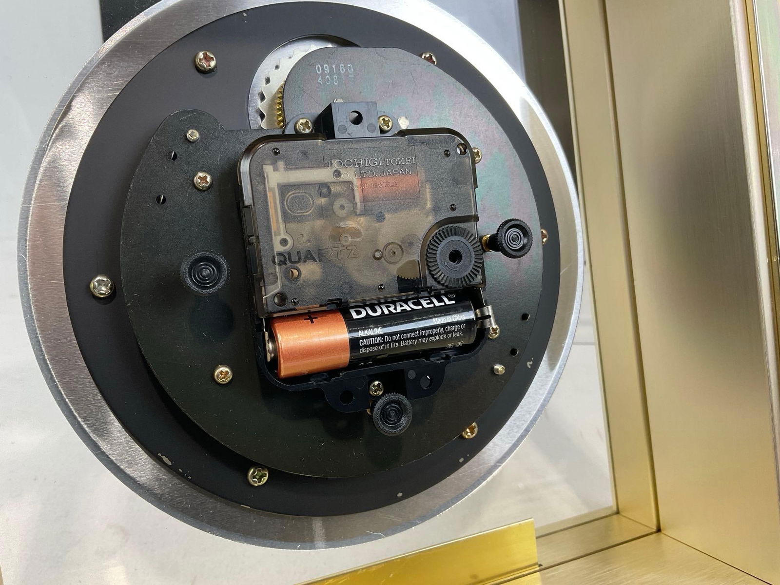 Howard Miller Calenday Model 613-526 Desk/Mantel Clock, Brass w/ Glass Front, 10h x 10w x 4d inches - 4