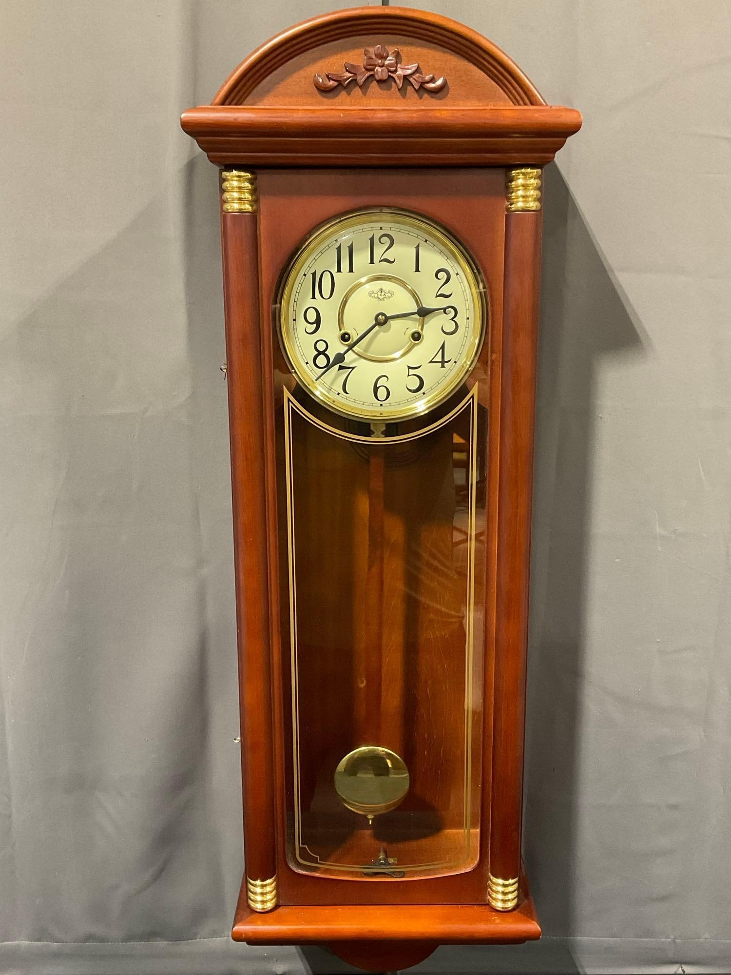 Vintage D&A Schoolhouse Regulator Time Strike Wall Clock, 43h x 15w x 8d inches, w/key (1 of 7)