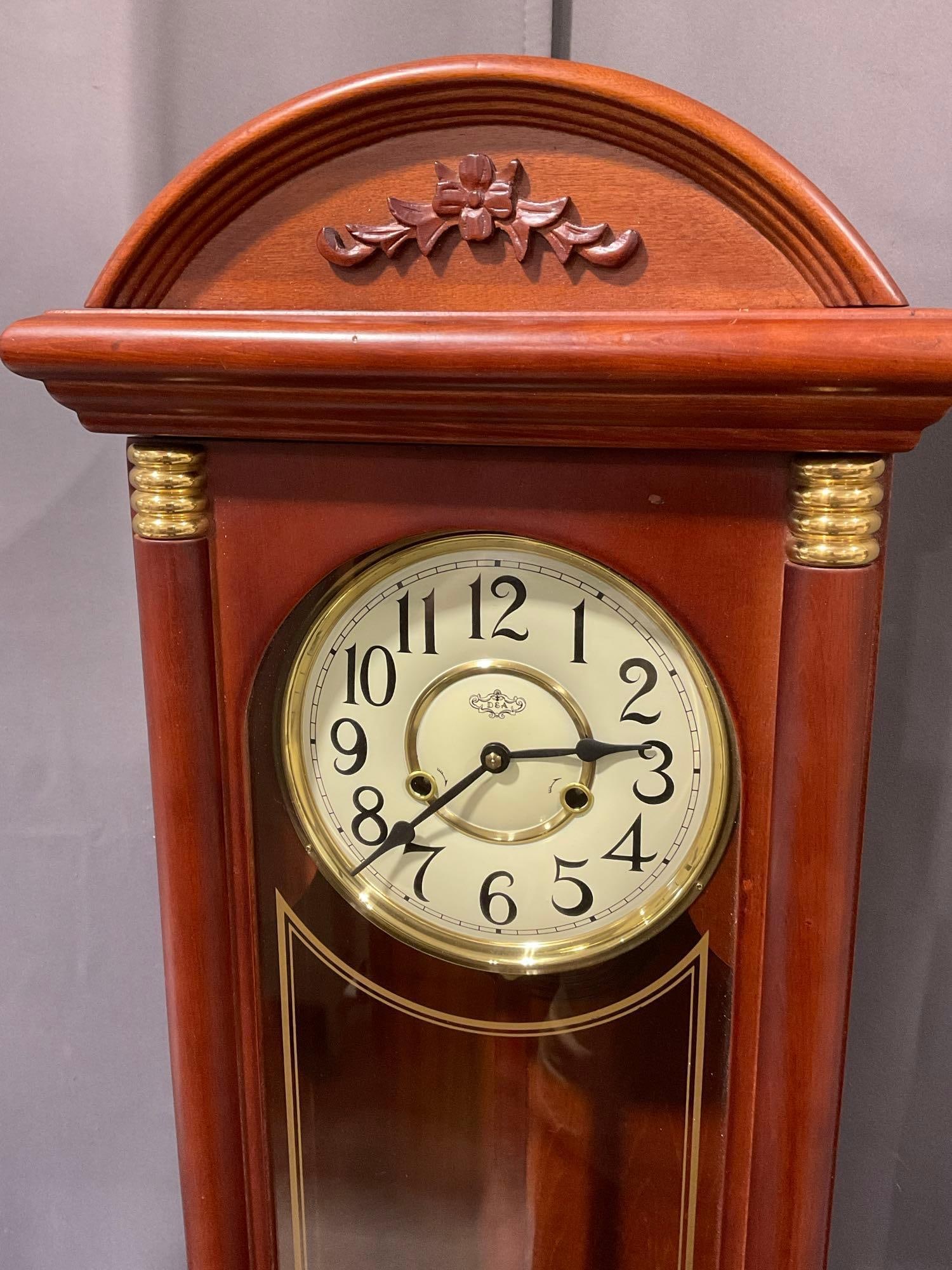 Vintage D&A Schoolhouse Regulator Time Strike Wall Clock, 43h x 15w x 8d inches, w/key - 2