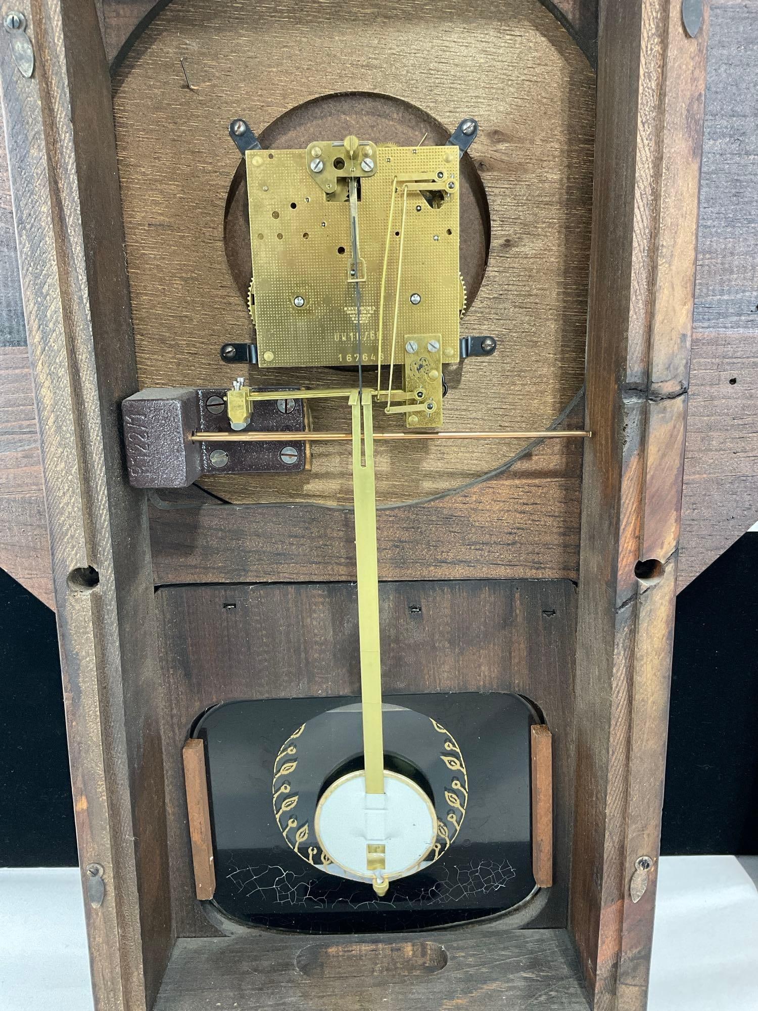 Vintage New England Clock Co Time Strike Wall Clock, Schoolhouse Regulator, 22h x 16w x 5d inches - 5