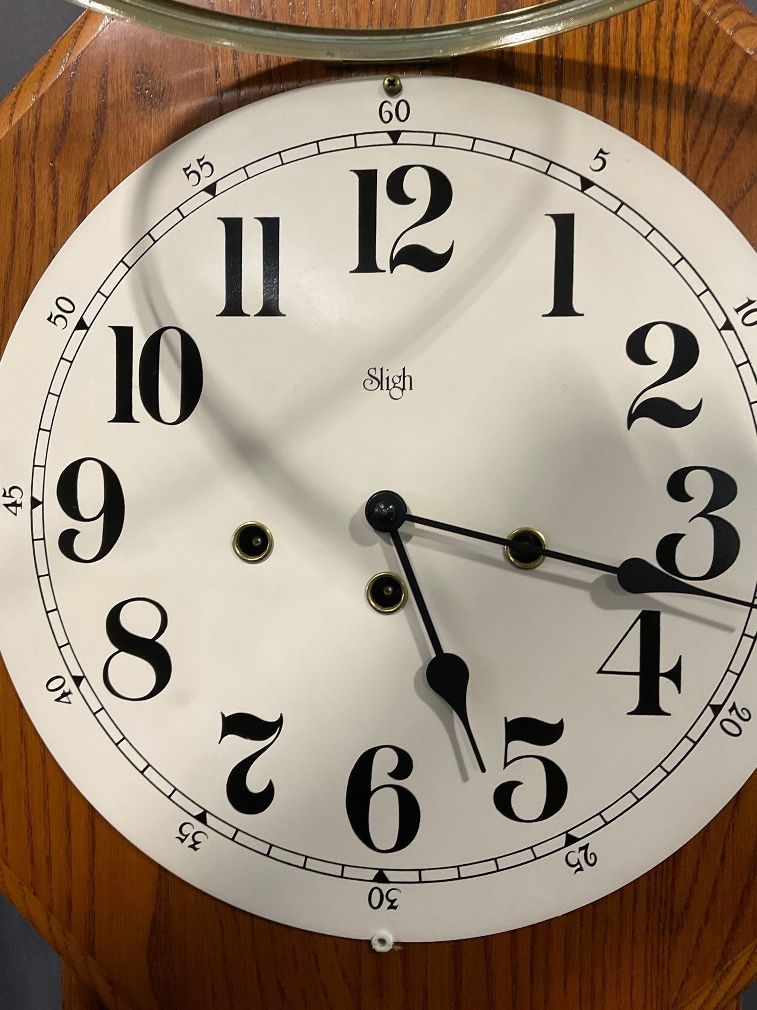 Vintage Sligh Schoolhouse Regulator Wall Clock Time Strike Chime, 26h x 15w x 7d inches - 3