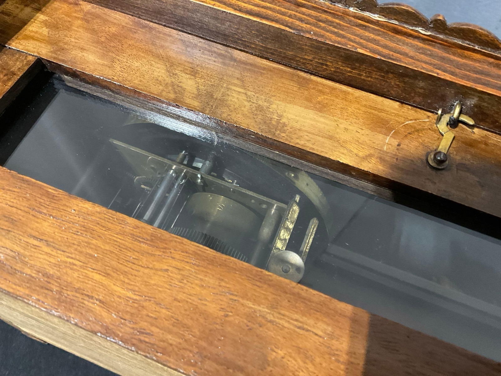 Vintage Vienna Regulator Time Strike Wall Clock, w/ Crest, Carved Wood, 31h x 12w x 8d inches - 7