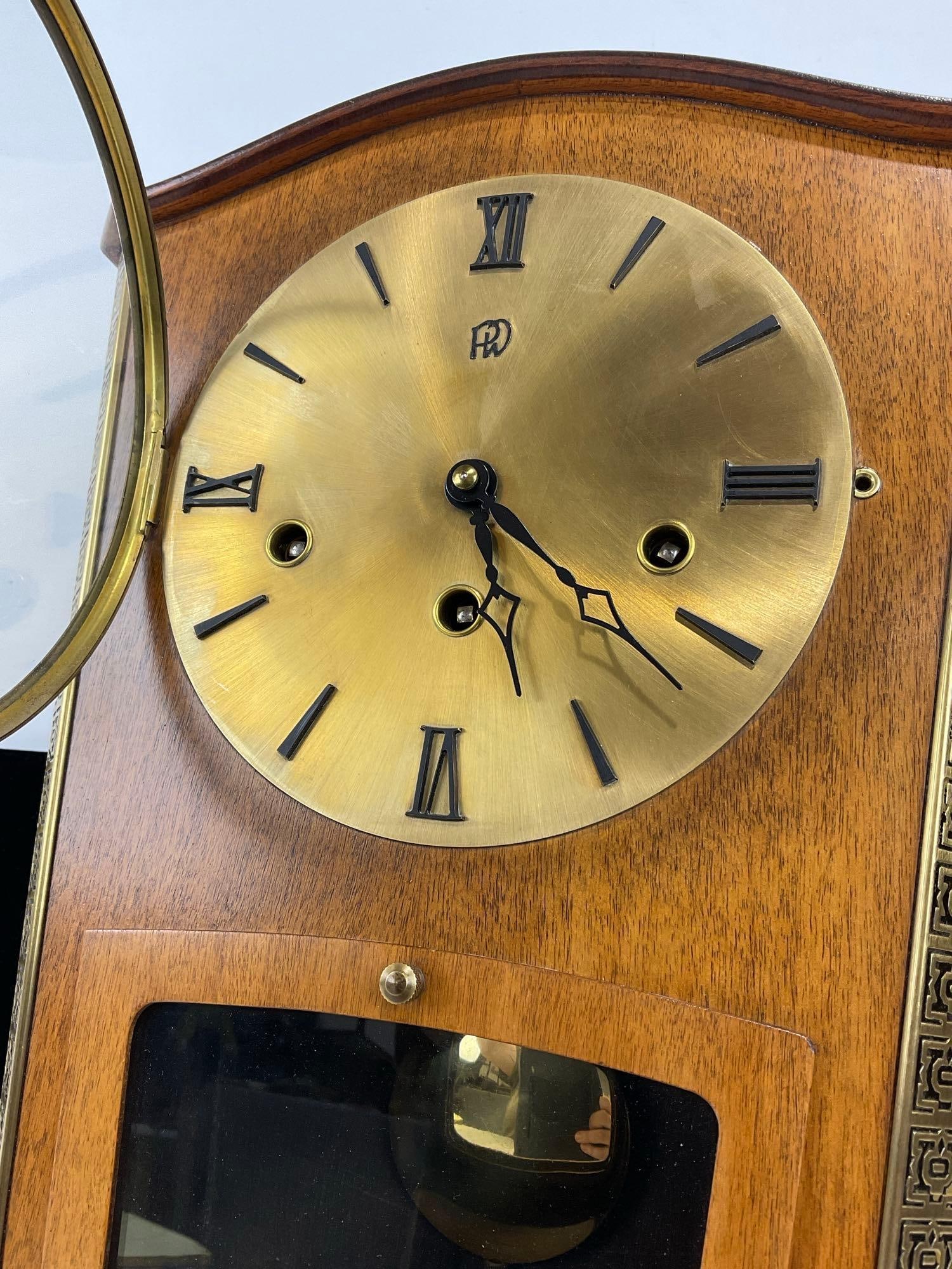 Vintage 1980s Pendulum Time Strike Chime Wall Clock, 16h x 11w x 6d inches w/ Hermle Movement - 3