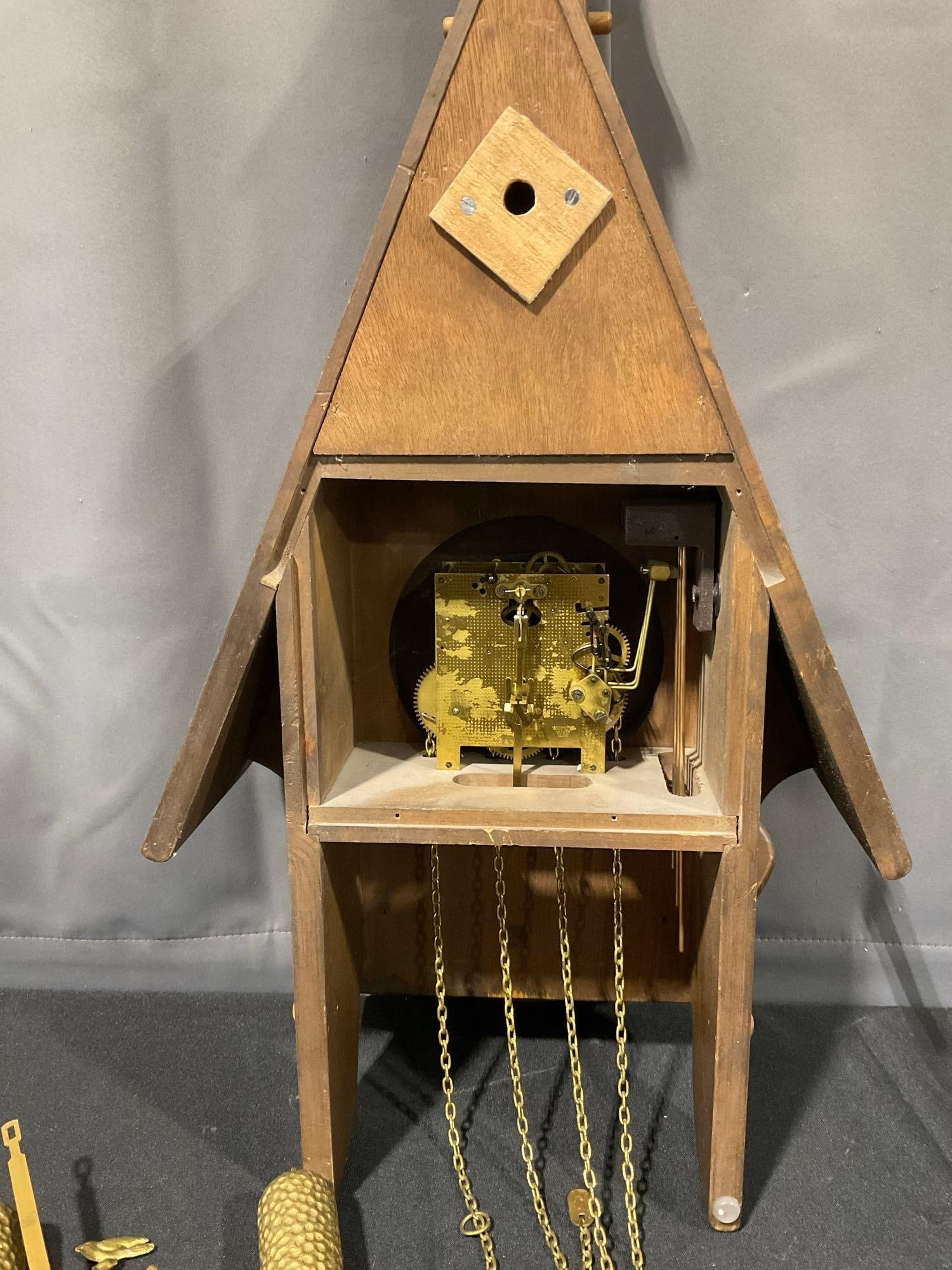 New England Clock Co. Cathedral Style Wall Clock w/Chains & Weights, 27h x 15w x 8d inches - 5