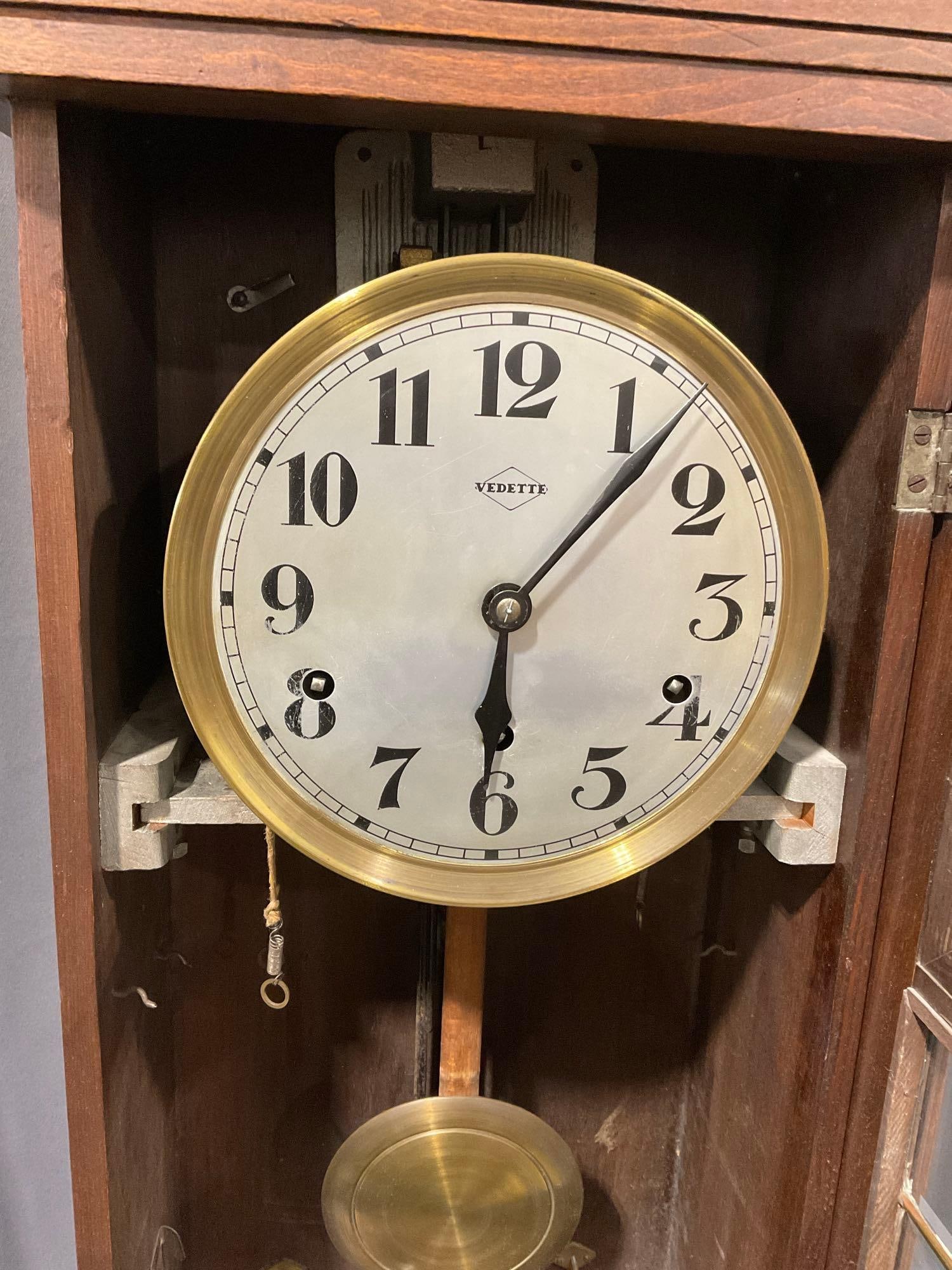 Vintage Vedette French Regulator Wall Clock, Time Strike Chime, 30h x 14w x 8d inches - 6