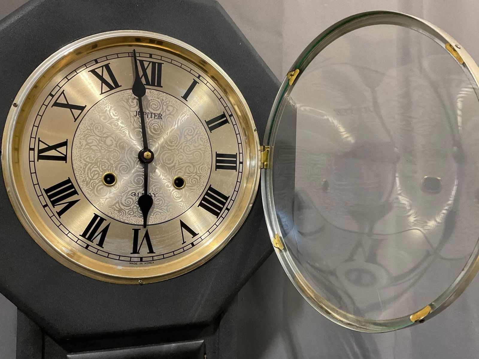 Jupiter 31 Day Regulator Clock, Black Textured Finish, 23h x 15w x 7d inches - 2