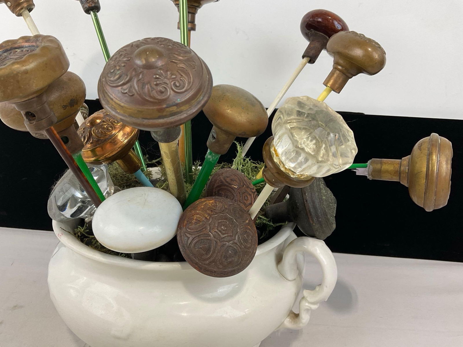 Chamberpot full of Vintage/Antique Doorknobs, Glass, Bronze & more, 16h x 12w x 12d inches - 3