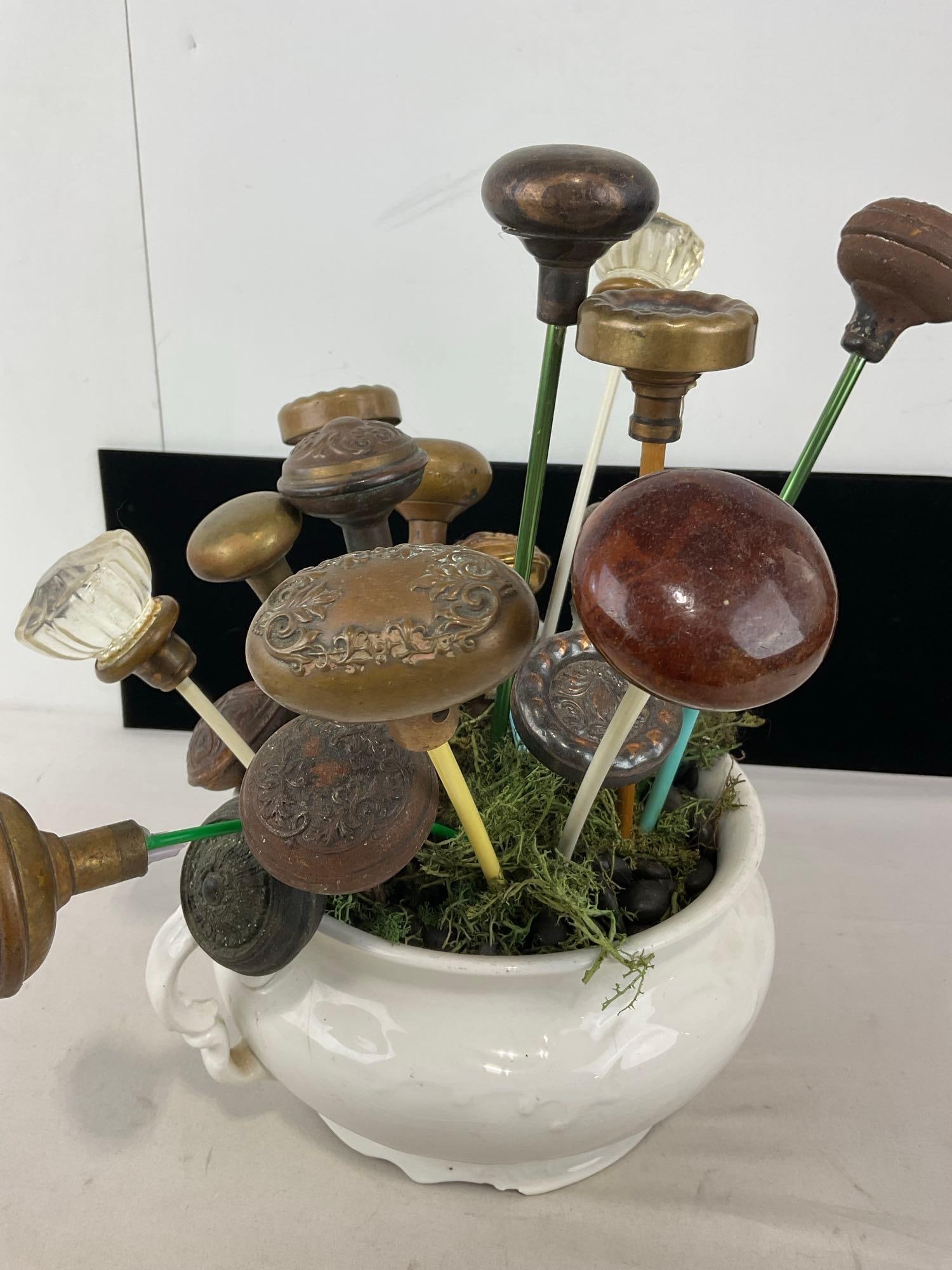 Chamberpot full of Vintage/Antique Doorknobs, Glass, Bronze & more, 16h x 12w x 12d inches - 4