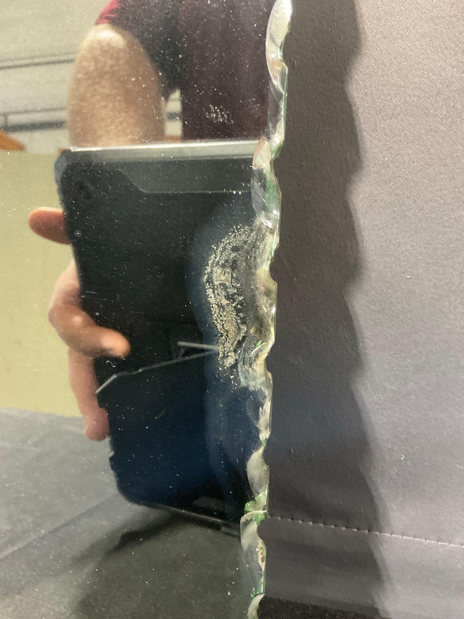 Vintage Early 20th Century Frameless Scalloped Edge Wall Hanging Mirror, 18h x 9w x 3d inches - 3