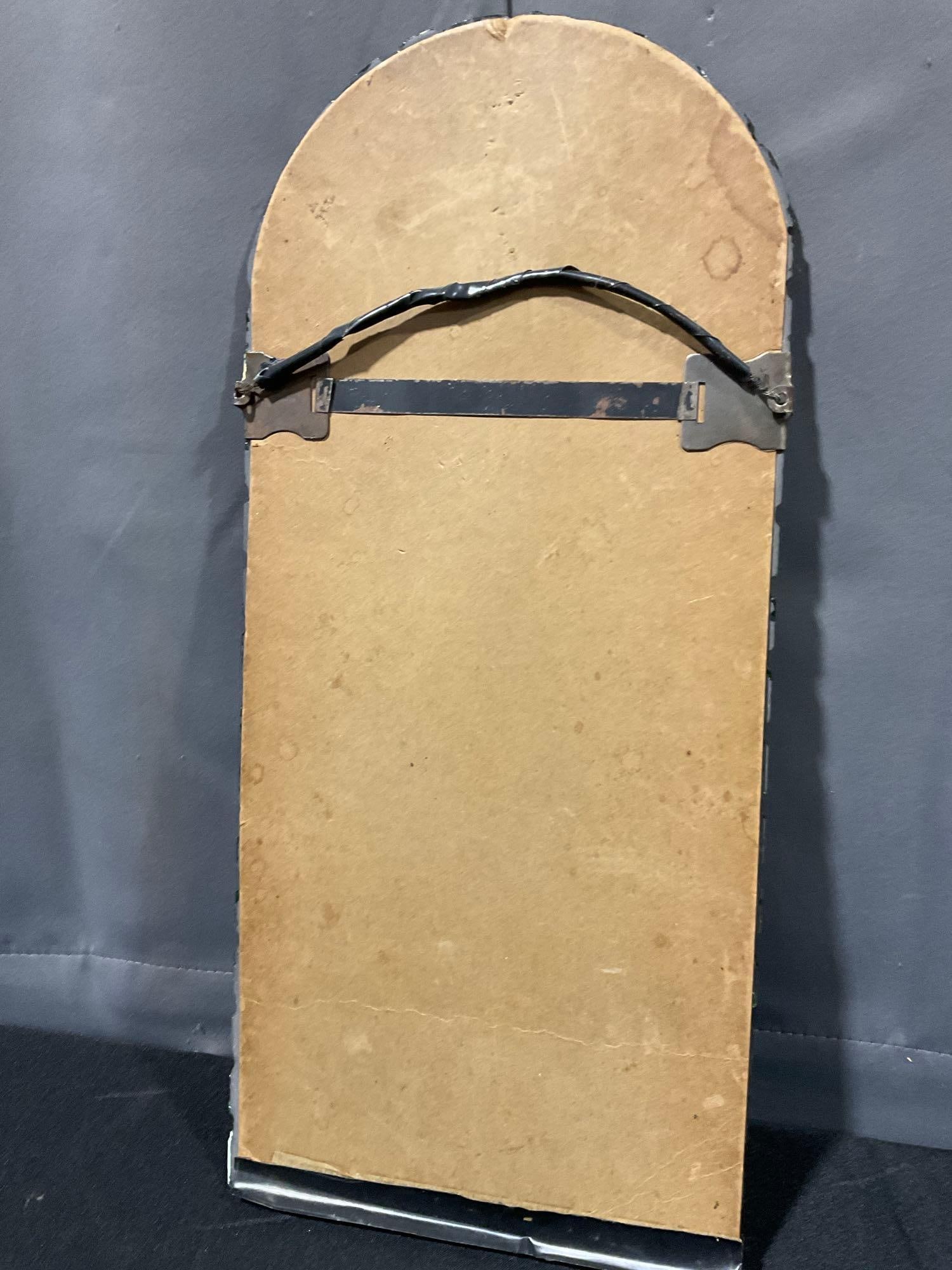 Vintage Early 20th Century Frameless Scalloped Edge Wall Hanging Mirror, 18h x 9w x 3d inches - 5