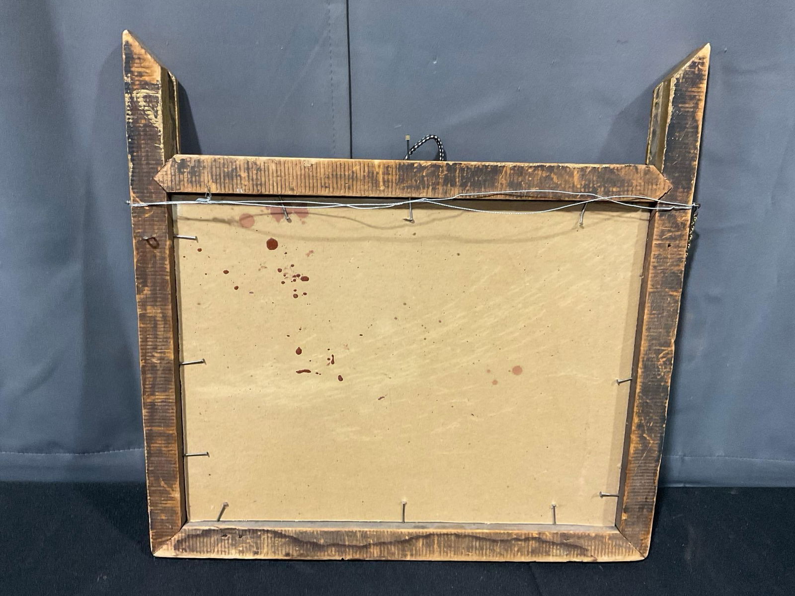 Antique Wall Pocket Magazine Rack, Giltwood Frame, 20h x 19w x 5d inches - 4