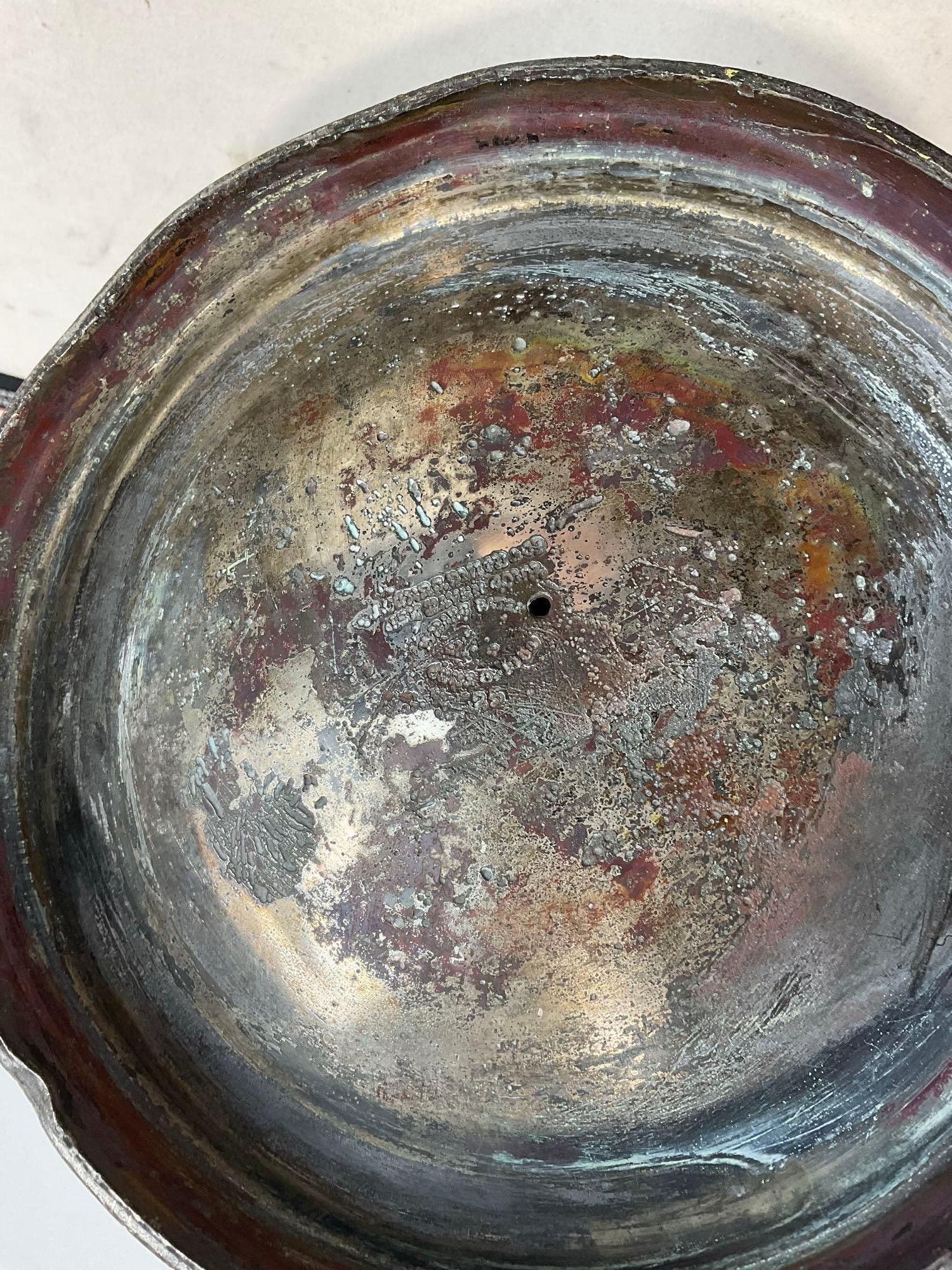 Antique Pewter Coffee Pot, 13h x 12w x 8d inches, engraved motif - 8