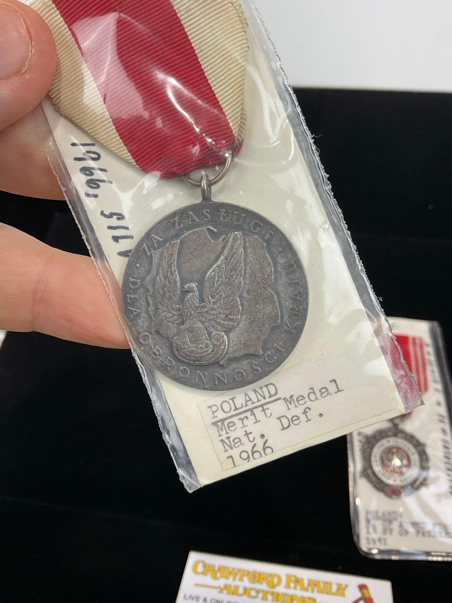 3 Polish Medals, Order of Polonia Restit. 5th Cl 1944, Merit Nat. Def. 1966 & Armed F. in Service... - 3