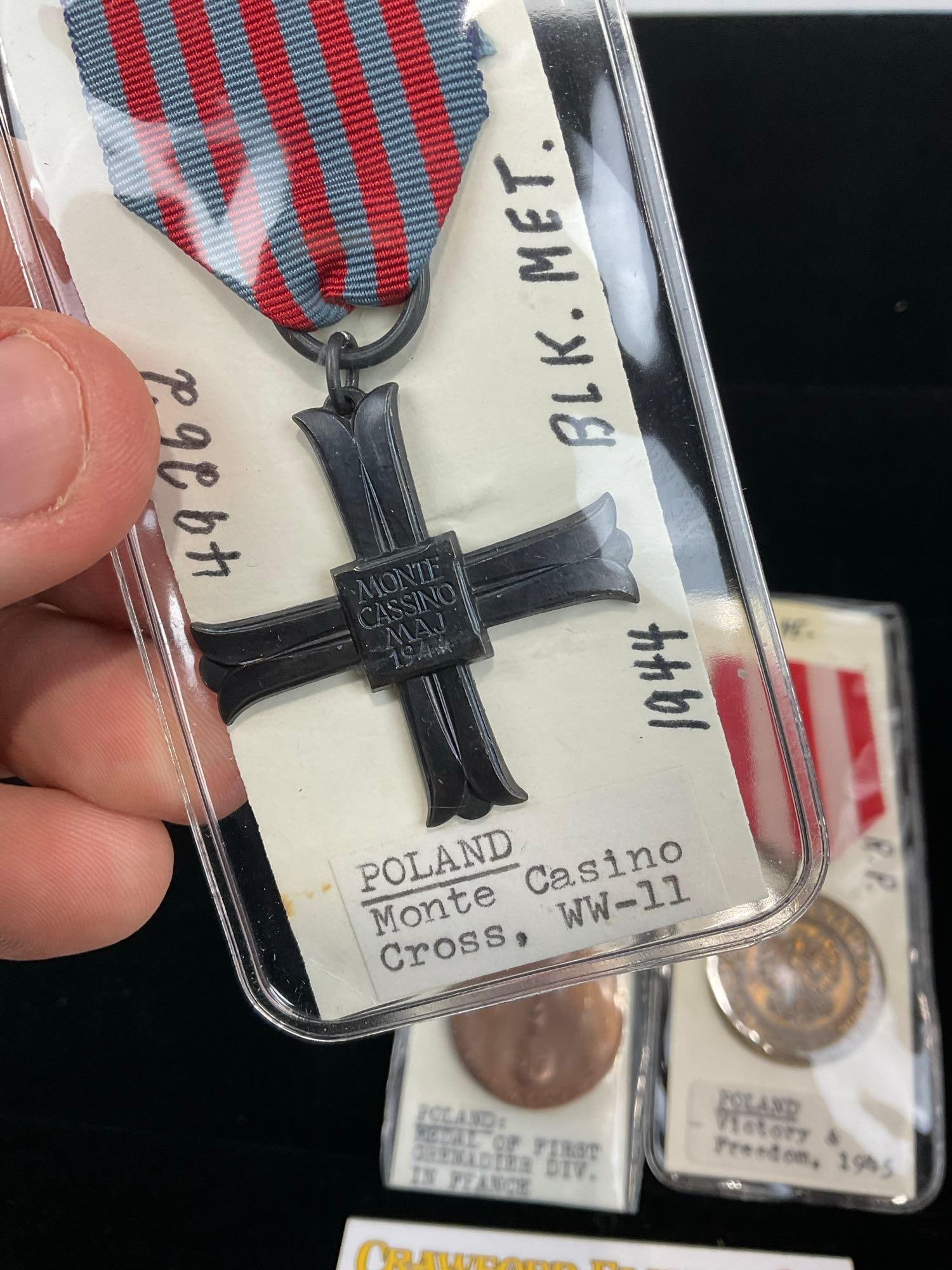 3 Polish Medals, Monte Cassino Cross WW2, 1st Gren. Division in France & Victory & Freedom 1945 - 2