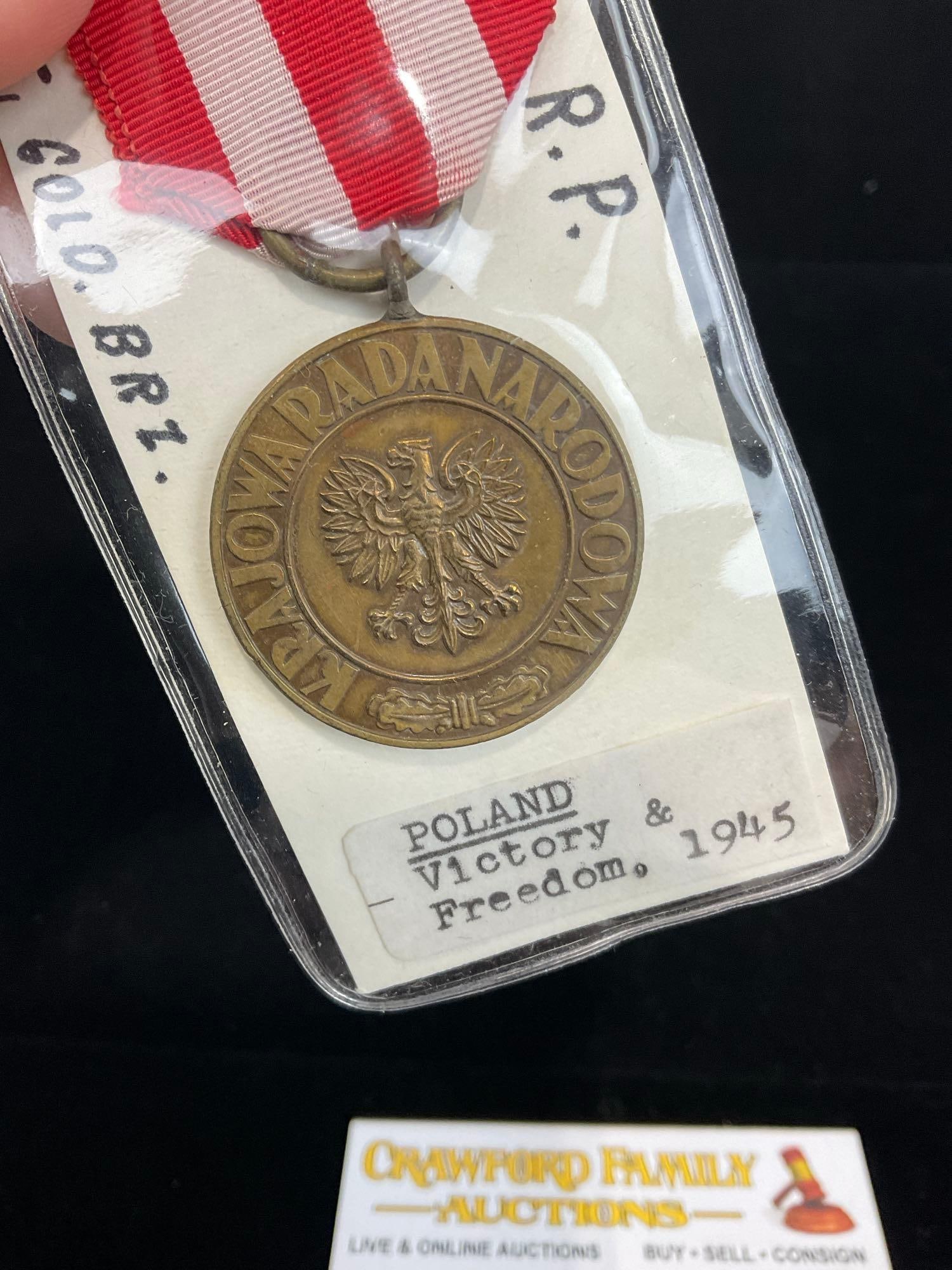 3 Polish Medals, Monte Cassino Cross WW2, 1st Gren. Division in France & Victory & Freedom 1945 - 4