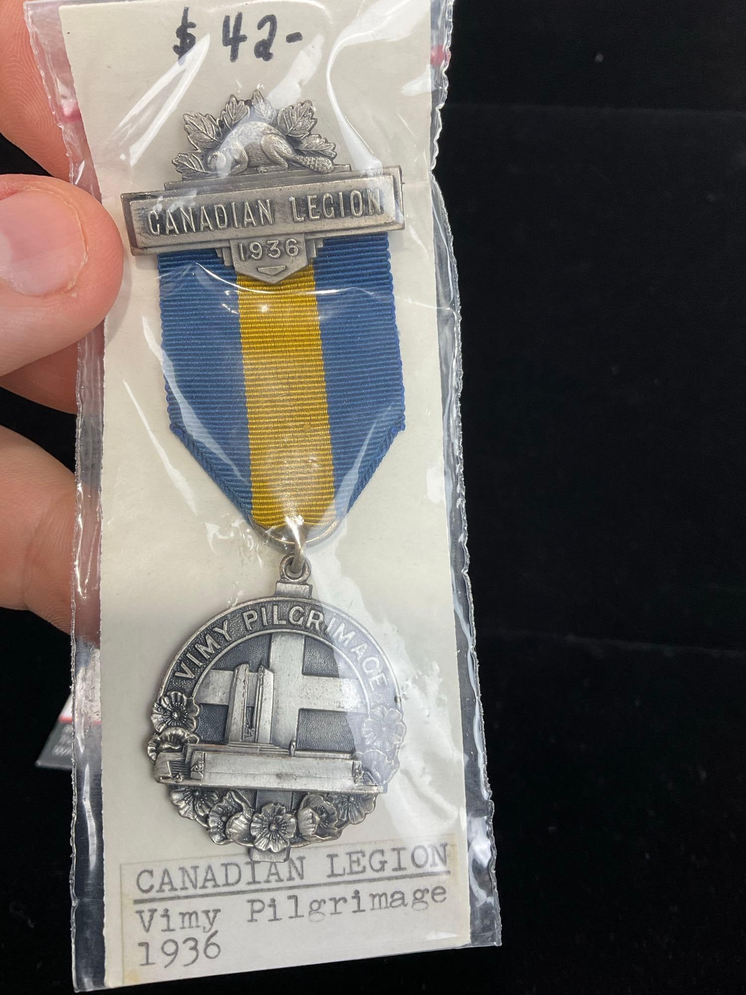 3 Canadian Medals, Comm. LSGC, British Empire Medal, Expedi Force WW1 at the front & Vimy Pilgrim... - 6