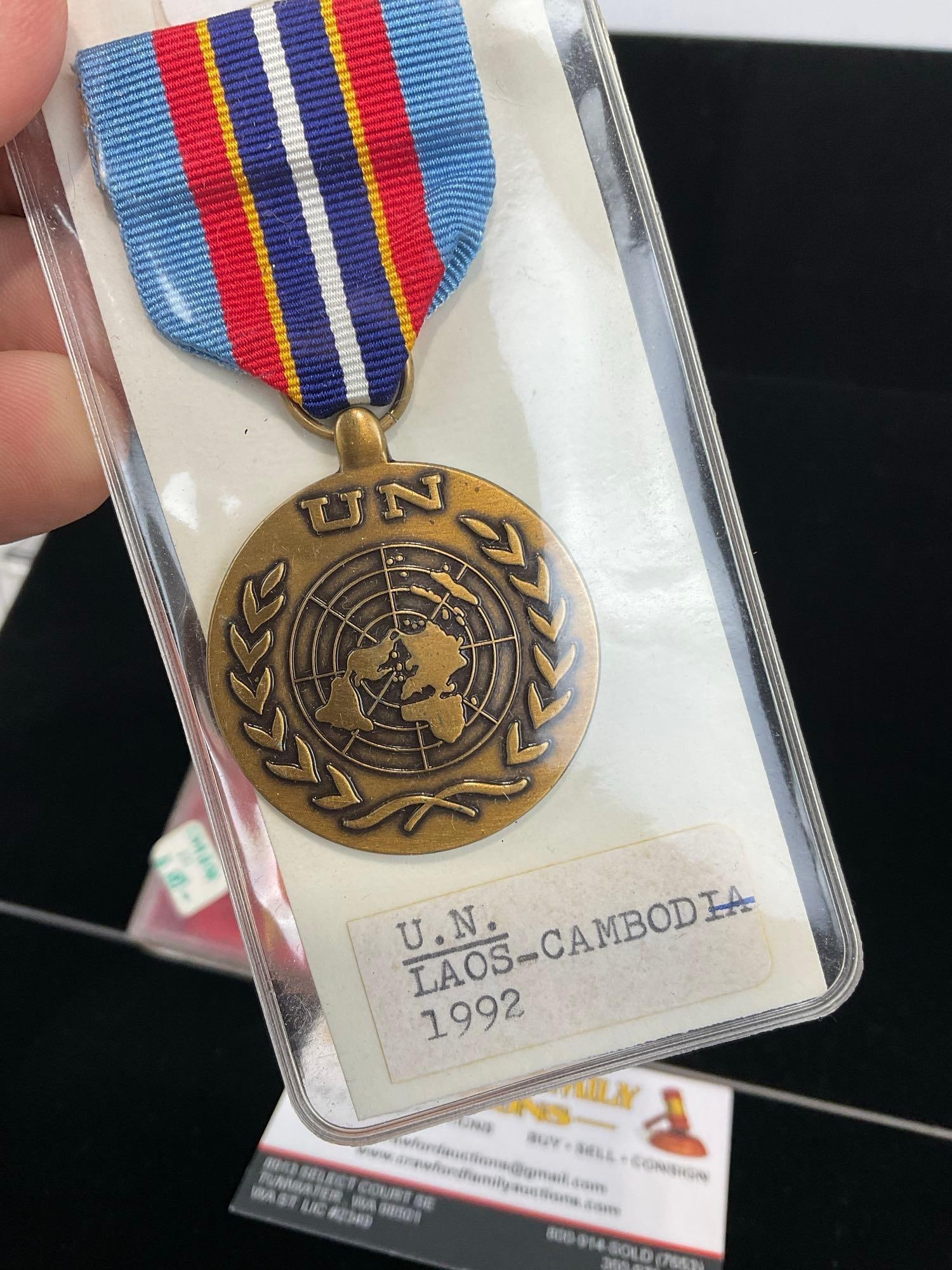 3 Medals, UN Laos-Cambo. 92, North Vietnam Quvet Thang & Kampuchea/Cambodian Red & Gold Medal 1980+ - 3