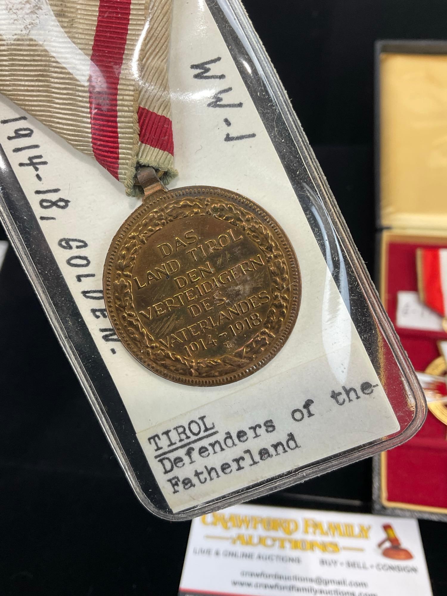 German Honor Deco. 3rd Class, Tirol Def. of the Fatherland & Nordrhein-Westfalen Firefighter Medal - 3