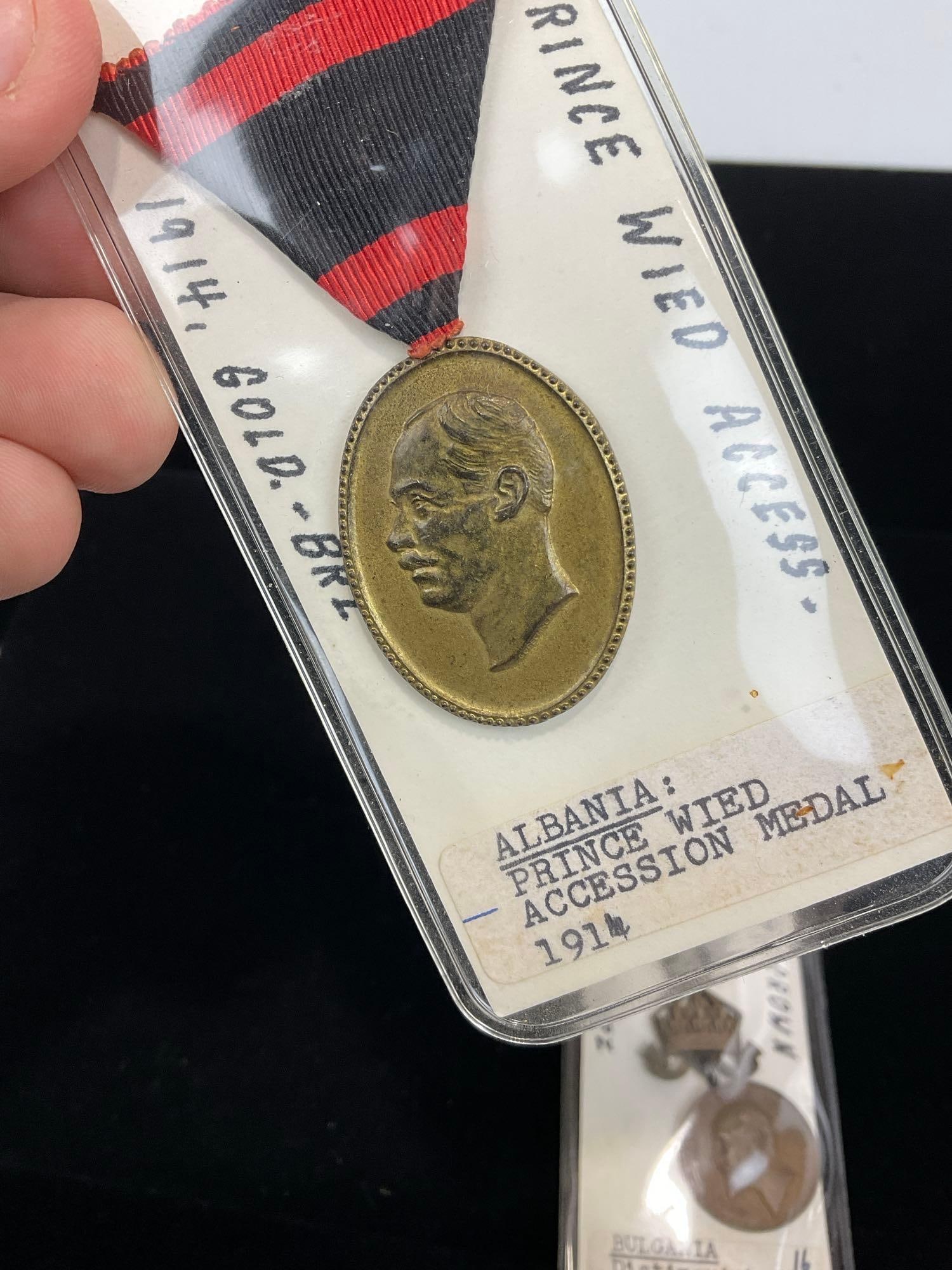 Pair of Medals, Albania Prince Wied Accession Medal 1914 & Bulgarian Distinguished War Service WW1 - 2