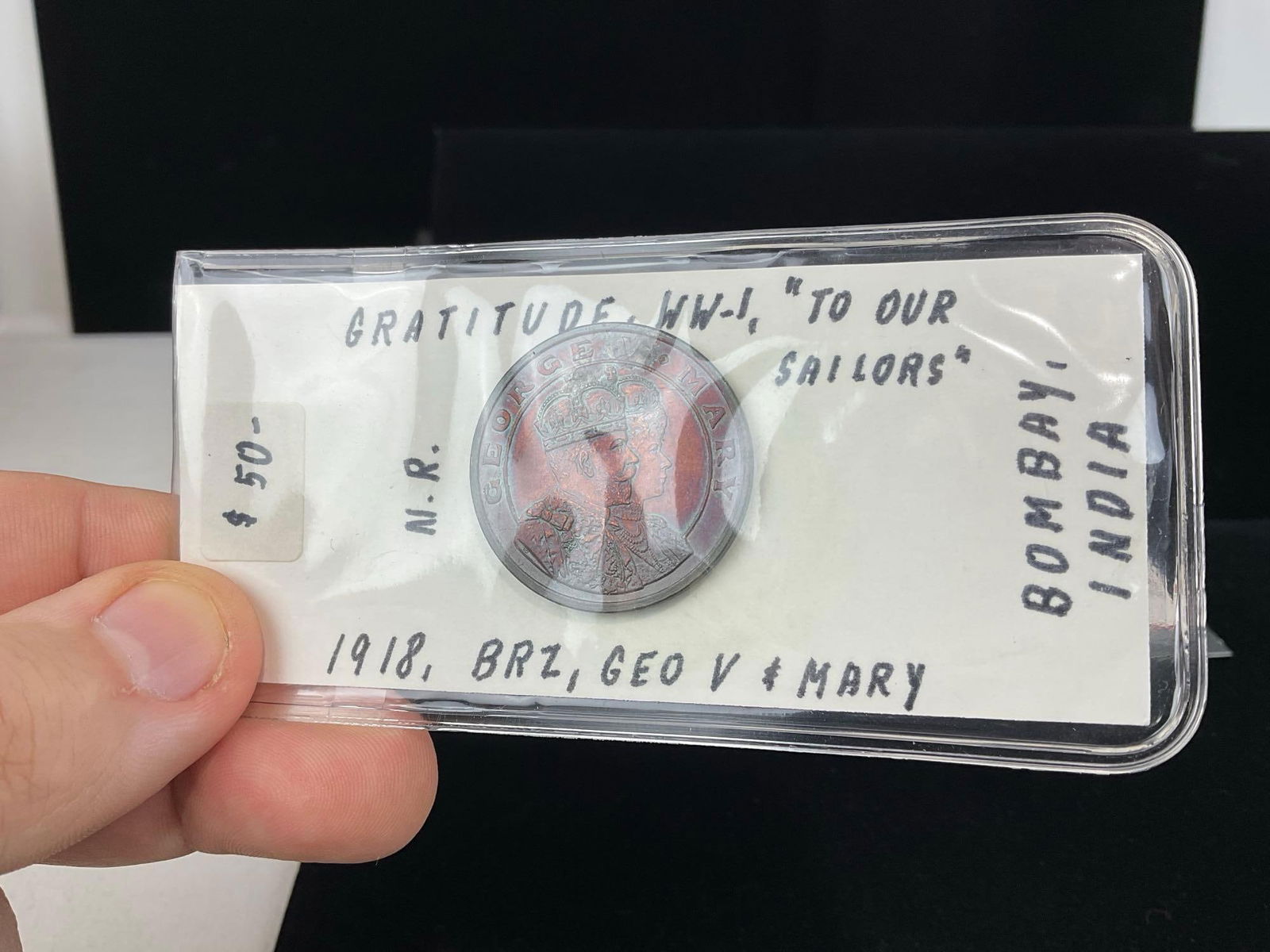 British Manc. Police Badge, Jutland Medal 1916, Bombay India Bronze Coin & Victoria Empress of In... - 3