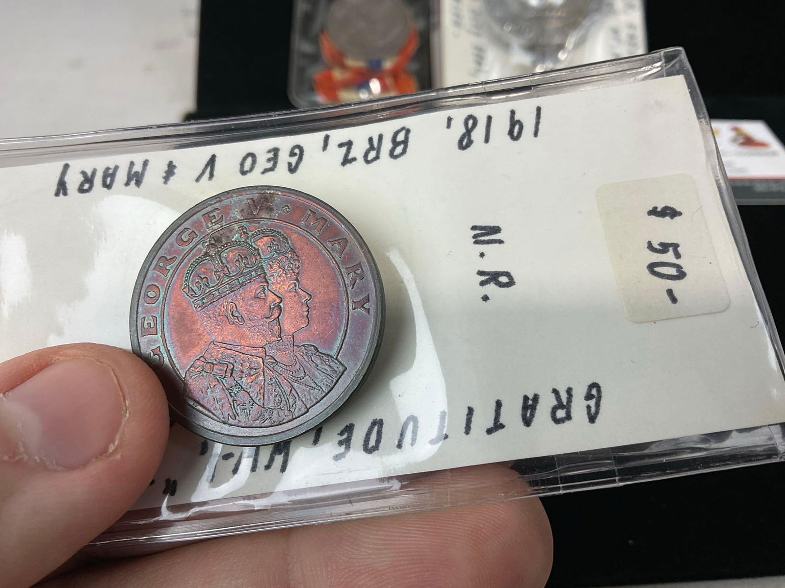 British Manc. Police Badge, Jutland Medal 1916, Bombay India Bronze Coin & Victoria Empress of In... - 4