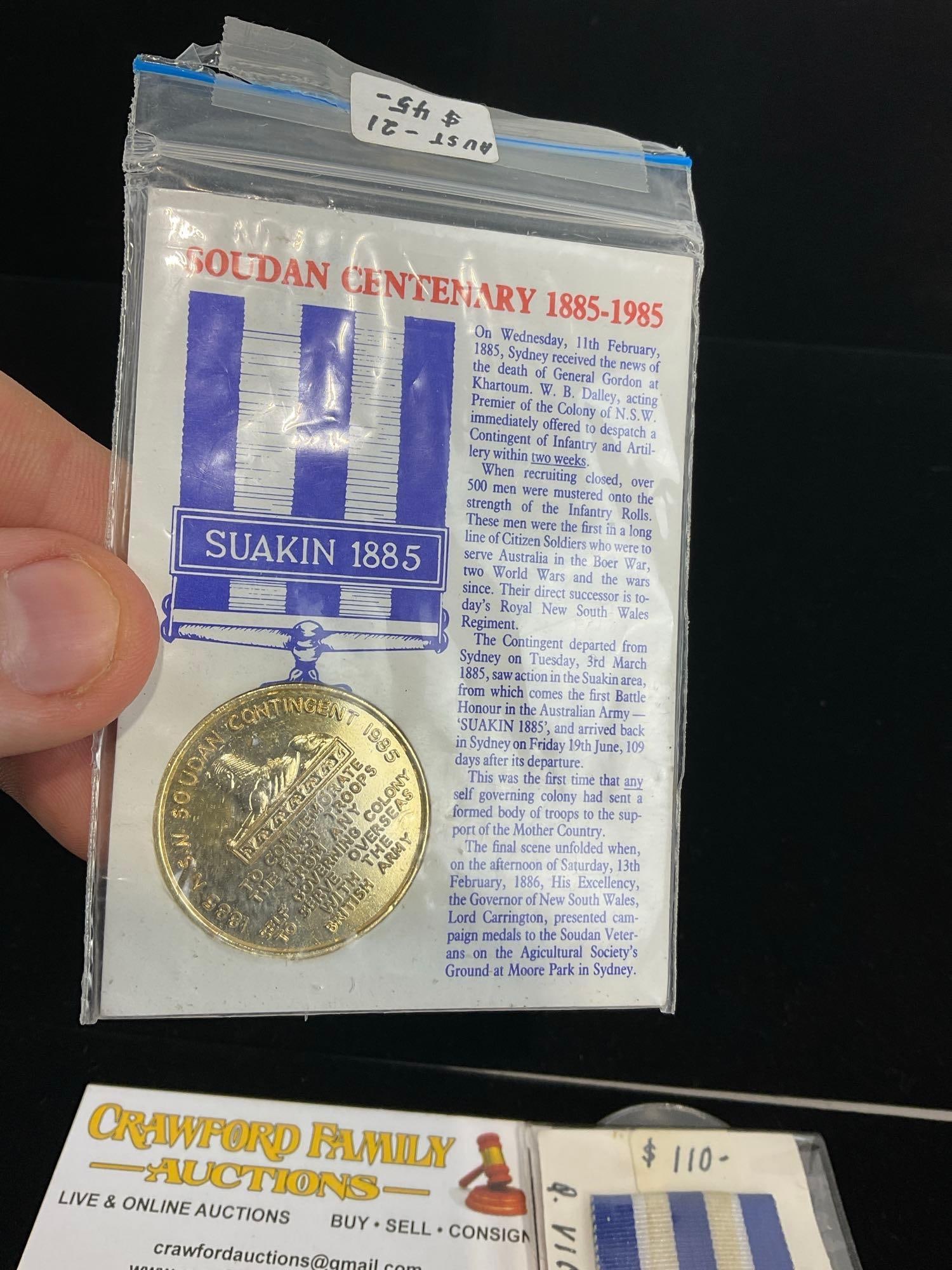 Antique Egyptian Campaign, Suakin 1885 Badge & Centenary Coin 1885-1985 - 3