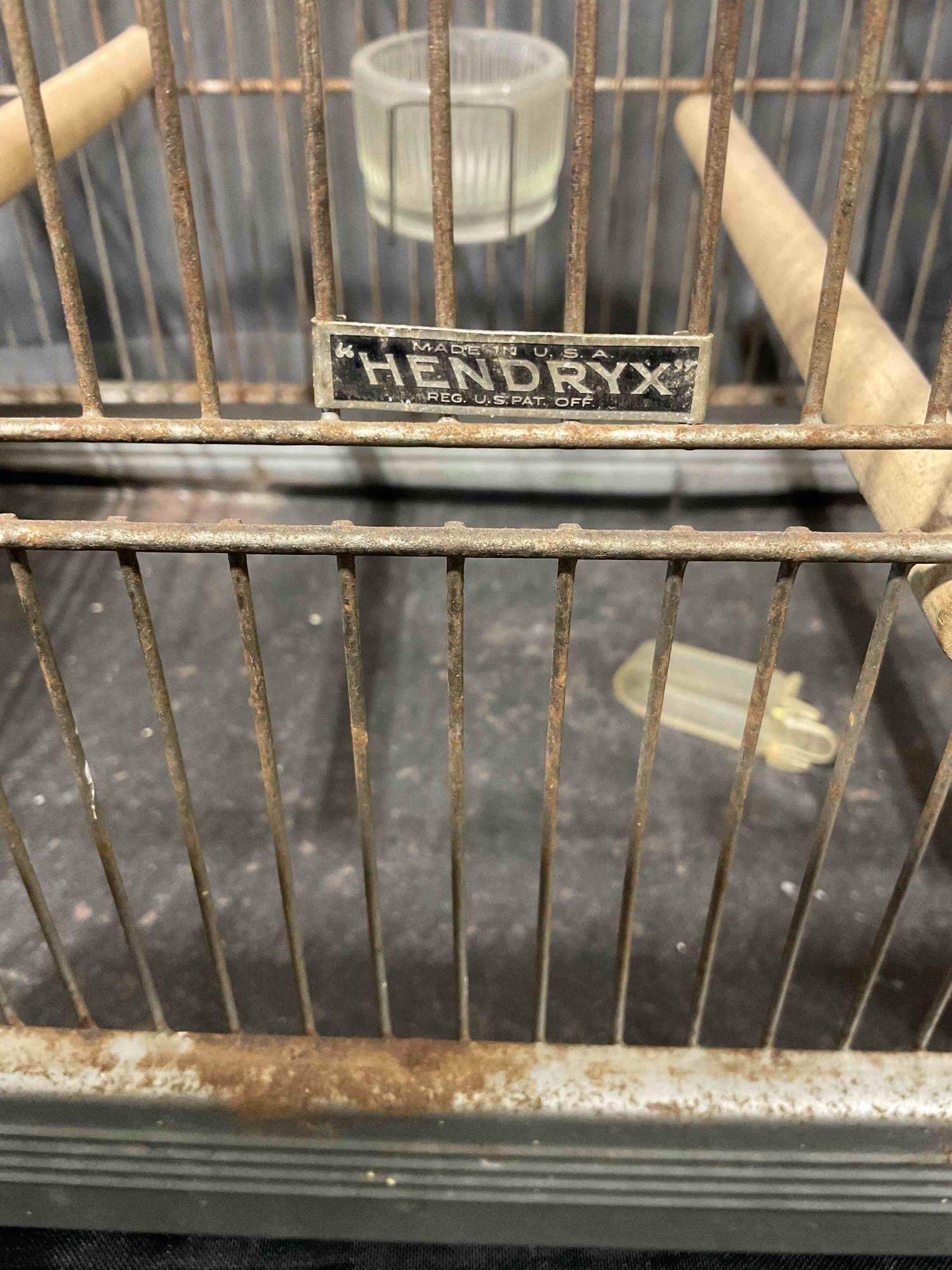 2 pcs Vintage Metal Wire Bird Cages, 1x Hendryx. 1x Black Painted & 1x Steel Colored. See pics. - 4