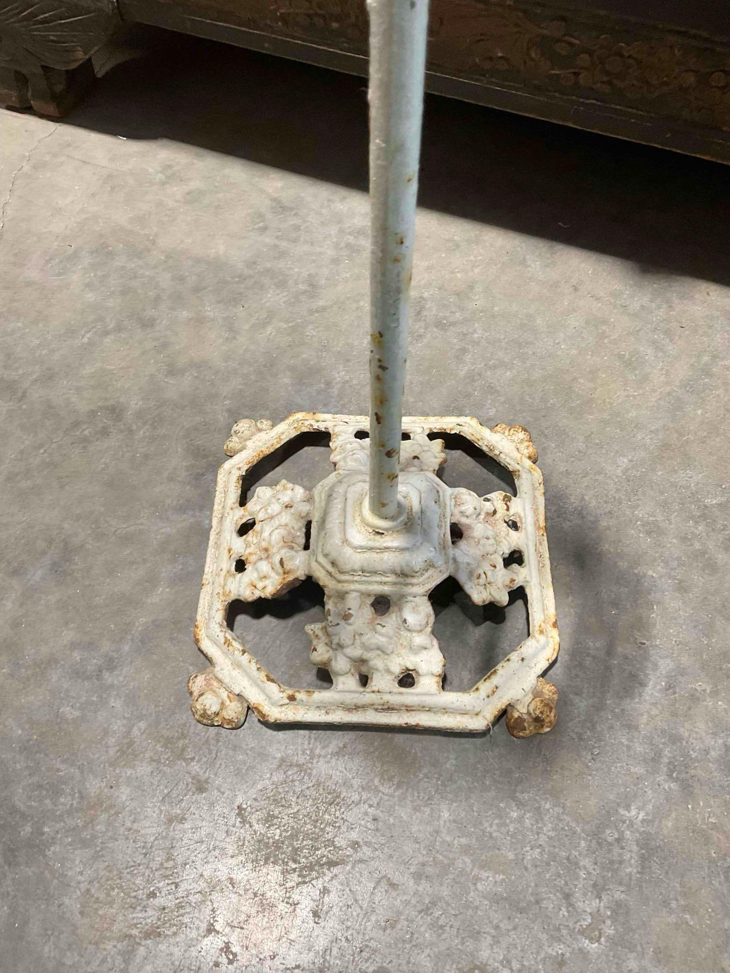 Lovely Vintage White Painted Metal Ash Tray Stand. Very Good Condition. Stands 21" Tall. - 5