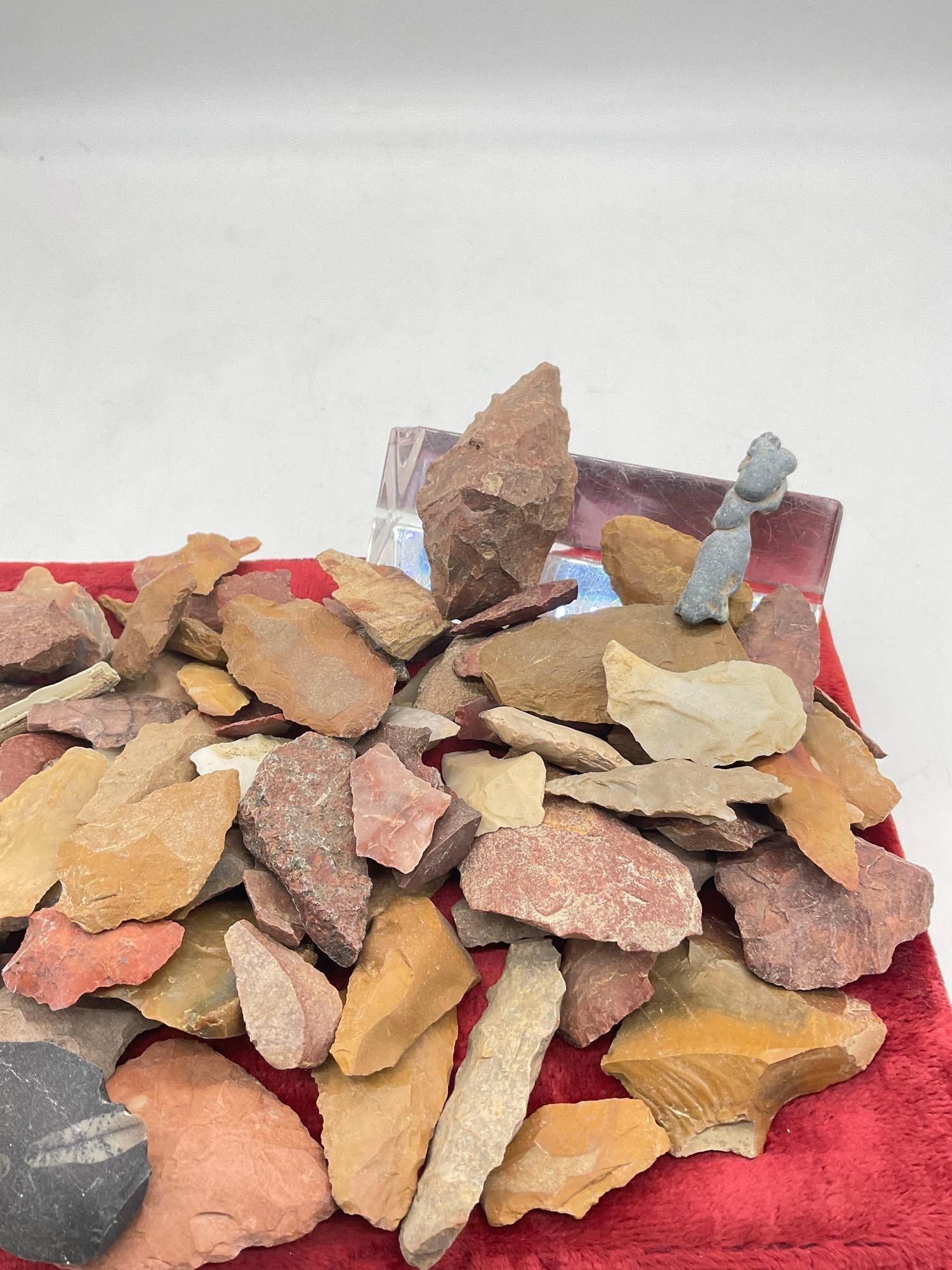 Large collection of Ancient Fossilized rock/ tools and Antique Native American Arrowheads - 3