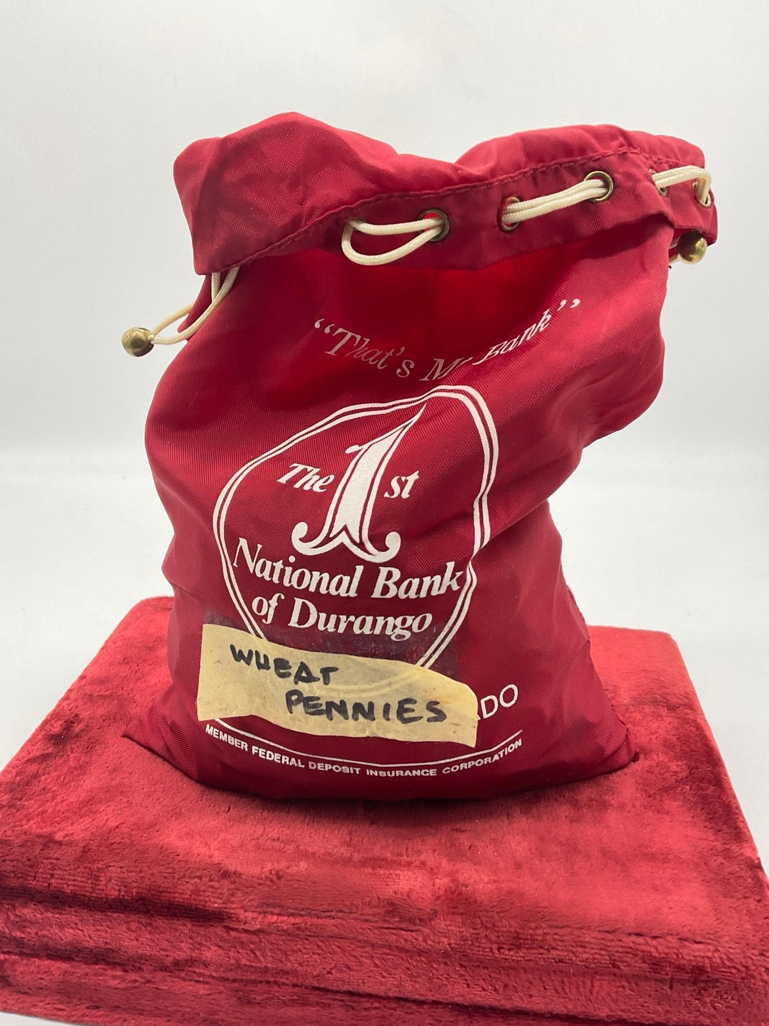 8 to 9 pound bag of wheat pennies + sealed vintage Bank Roll of Copper Memorial pennies - 4