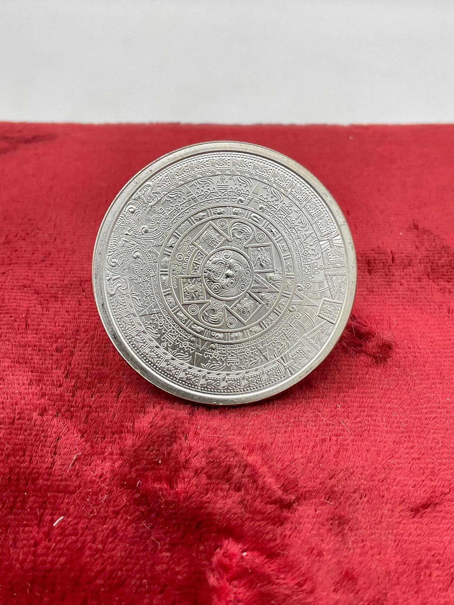 .999 Silver 1 ounce Silver Mayan Calendar art round - 2