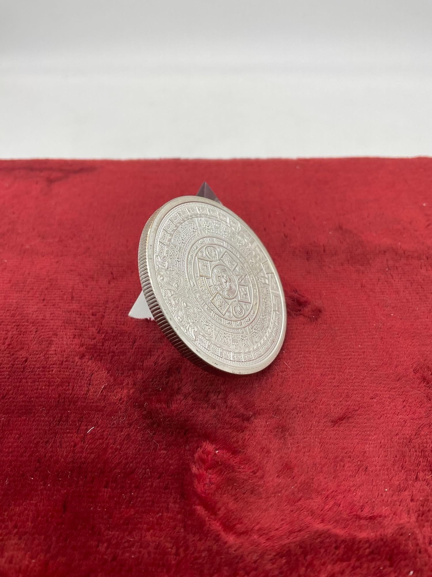 .999 Silver 1 ounce Silver Mayan Calendar art round - 3