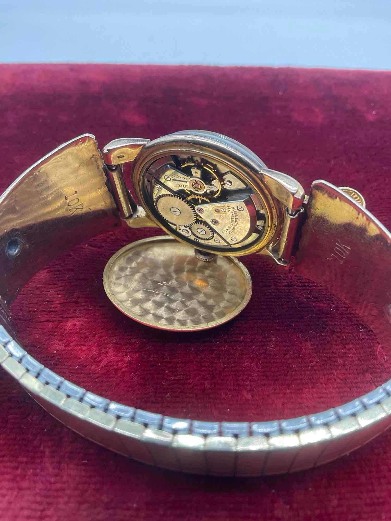 Huguenin MCM 18k Gold watch w/ Alaskan 22k Gold Nugget & 10k gold band ft. Diamond & Ruby - 12