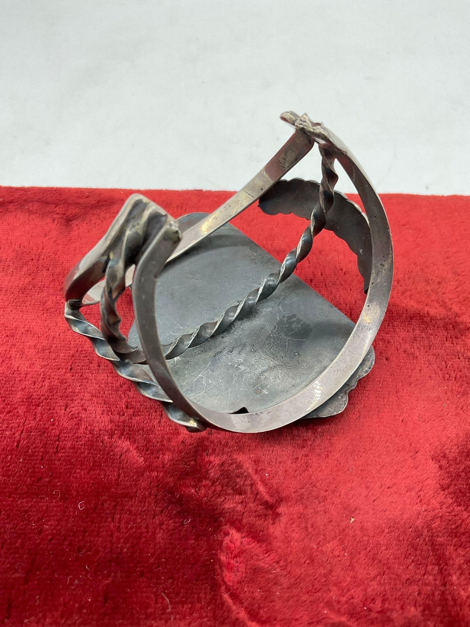 Masterwork Navajo Native American sterling silver bracelet with turquoise and coral - 81.2grams - 5